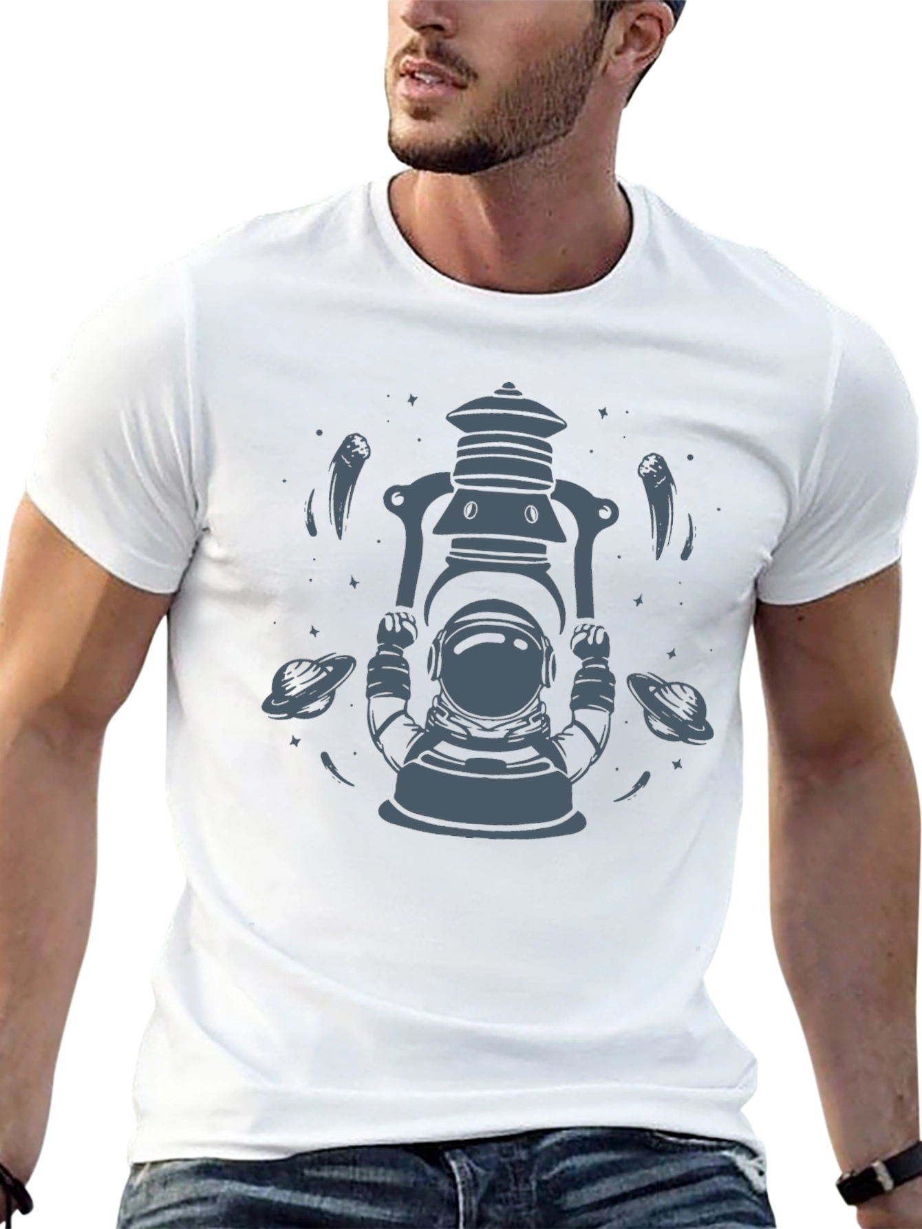 Astronaut & UFO Graphic Tee - Cosmic Cool