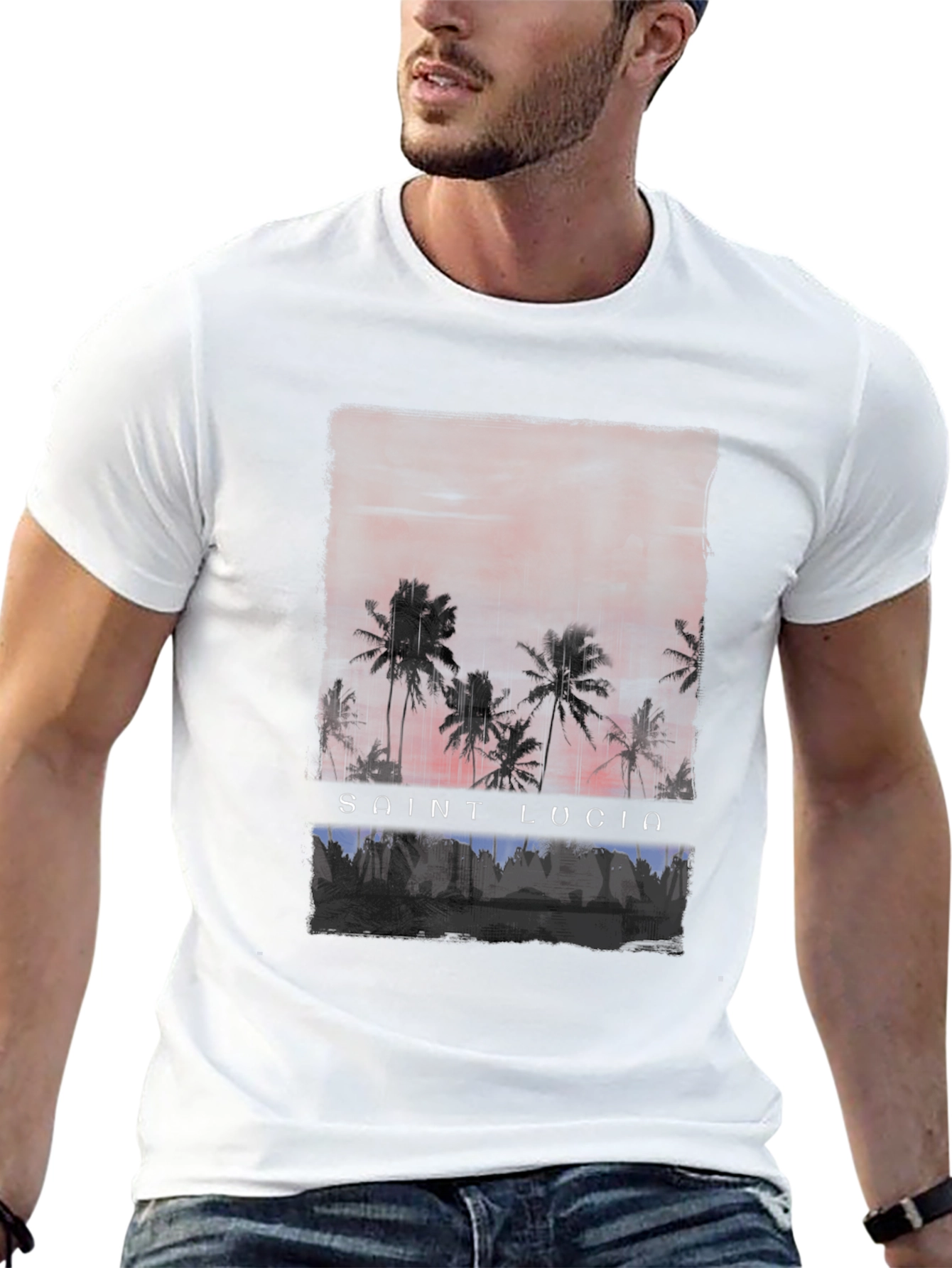 Saint Lucia Palm Tree Graphic T-Shirt