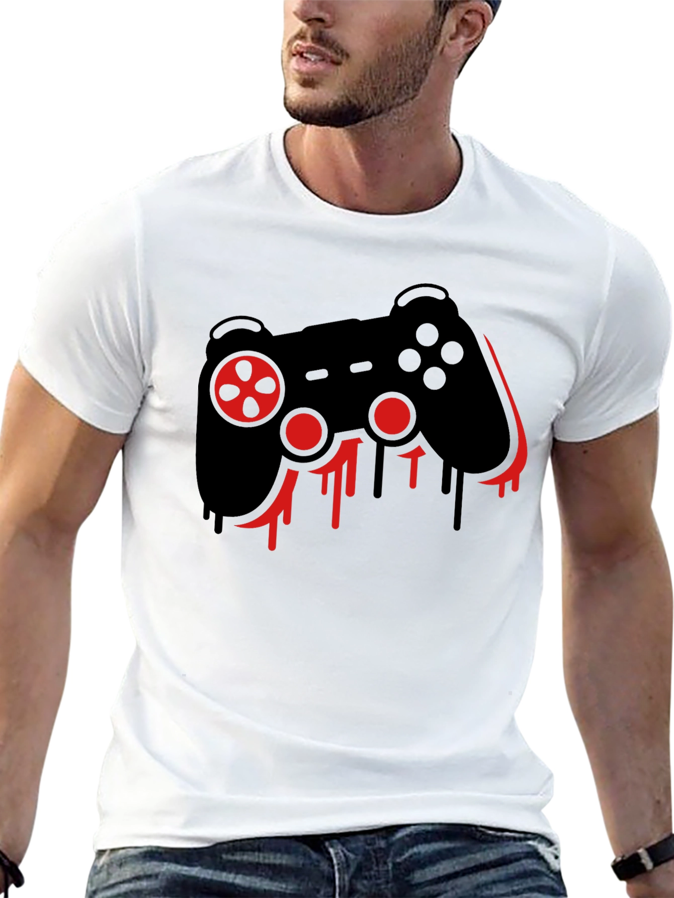 Gaming Controller Drip Black T-Shirt
