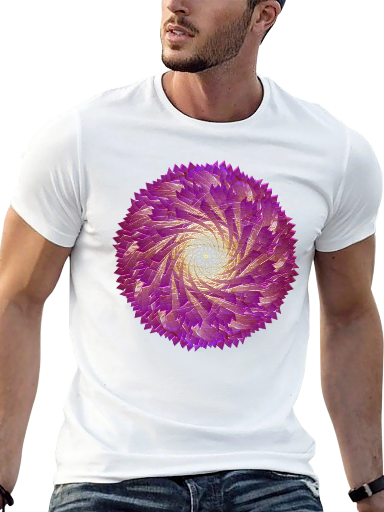 Abstract Swirl Graphic Tee - Black Cotton T-Shirt