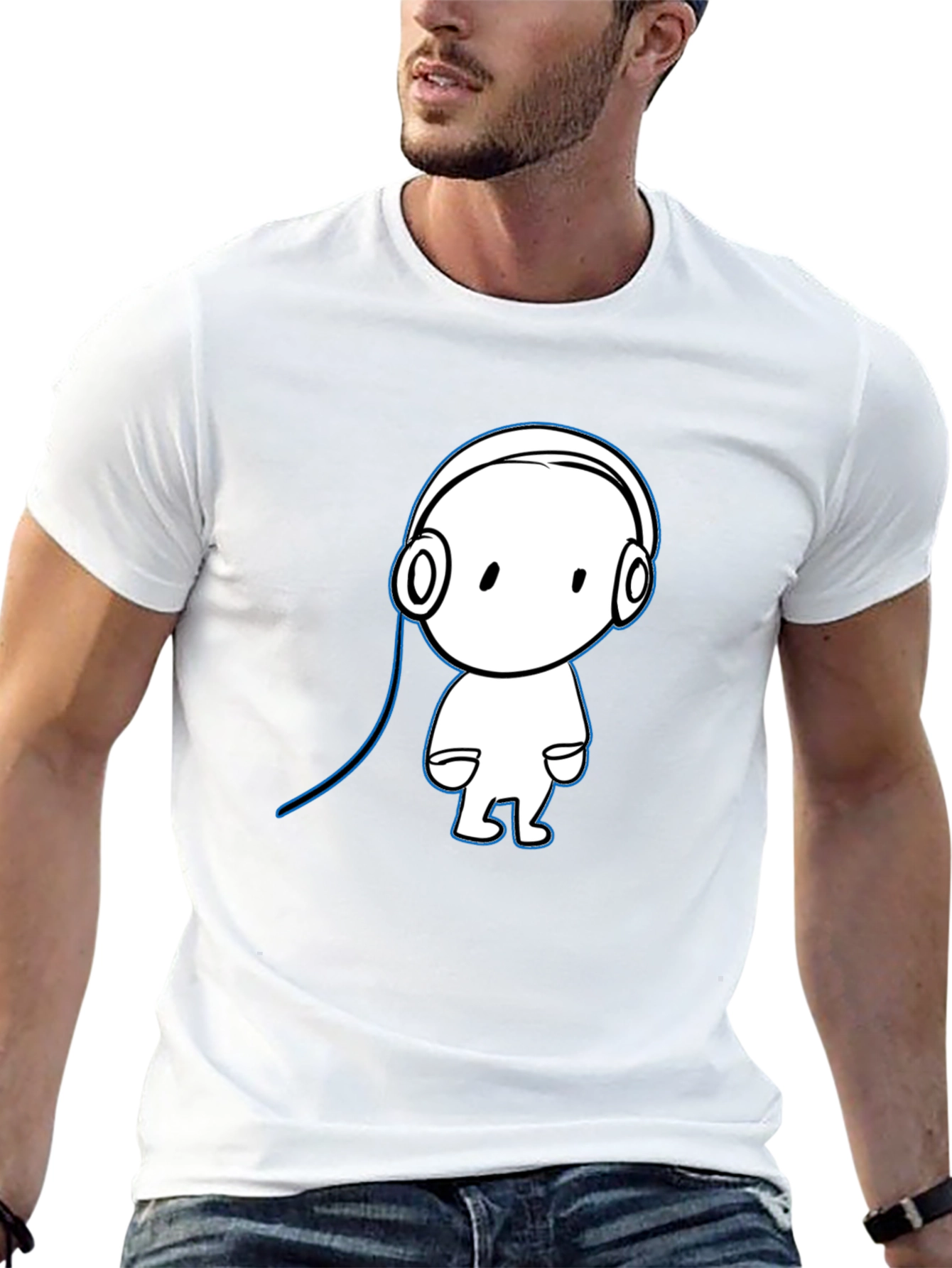 Cool Cartoon Character Black Cotton T-Shirt