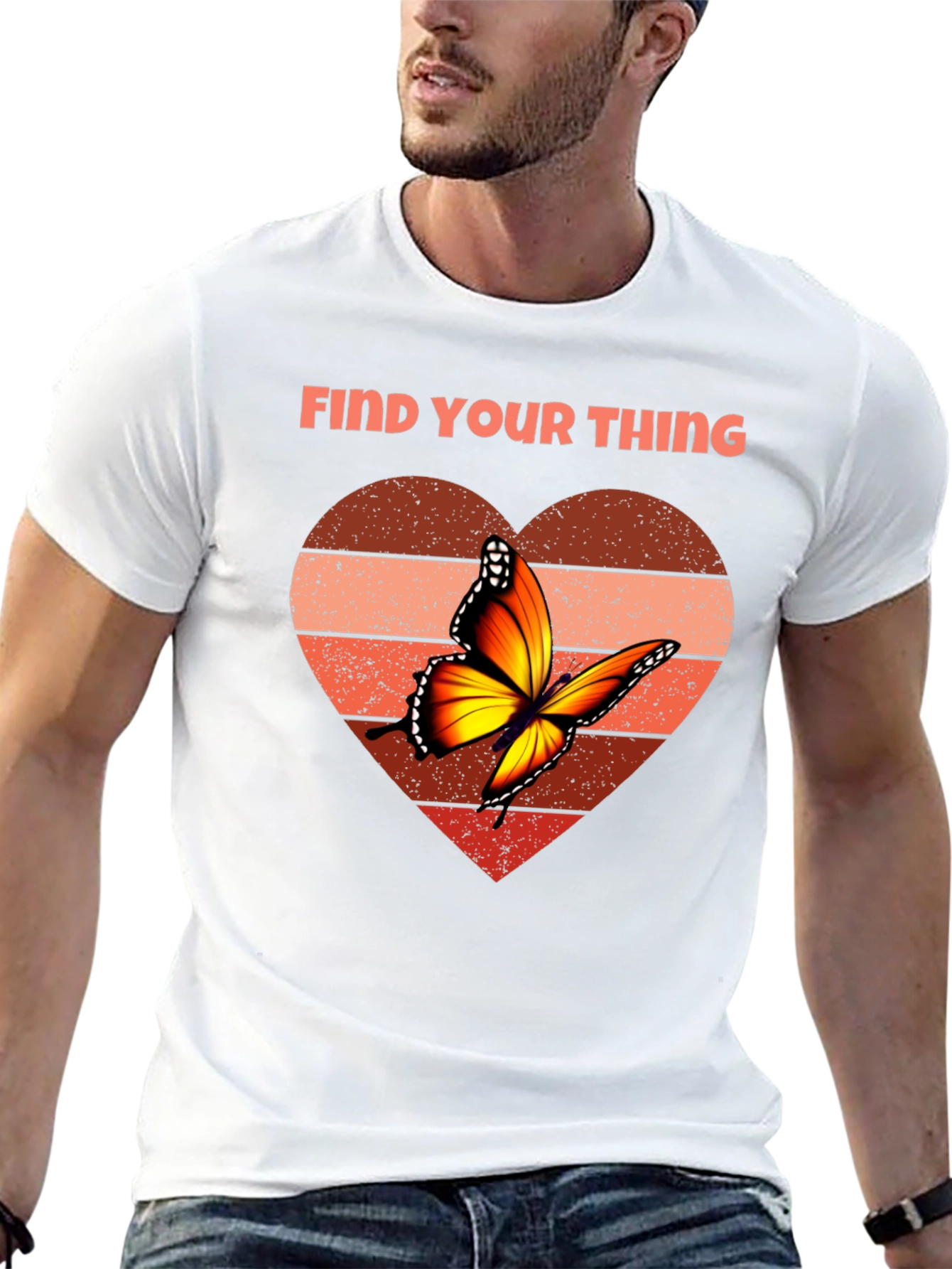 Find Your Thing Butterfly Heart Graphic Tee - Black