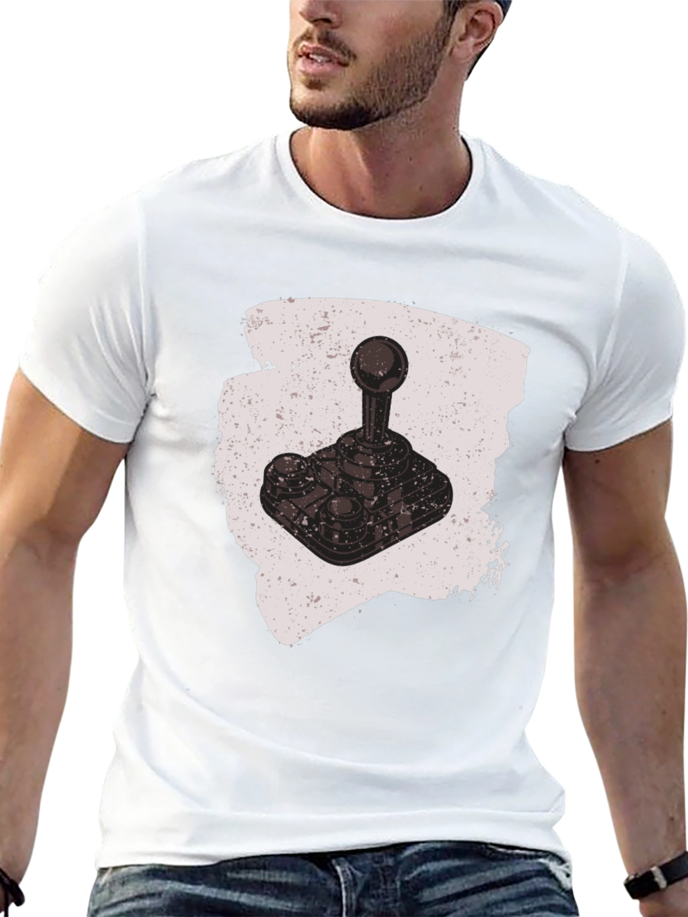 Retro Gaming Joystick Graphic Tee - Black