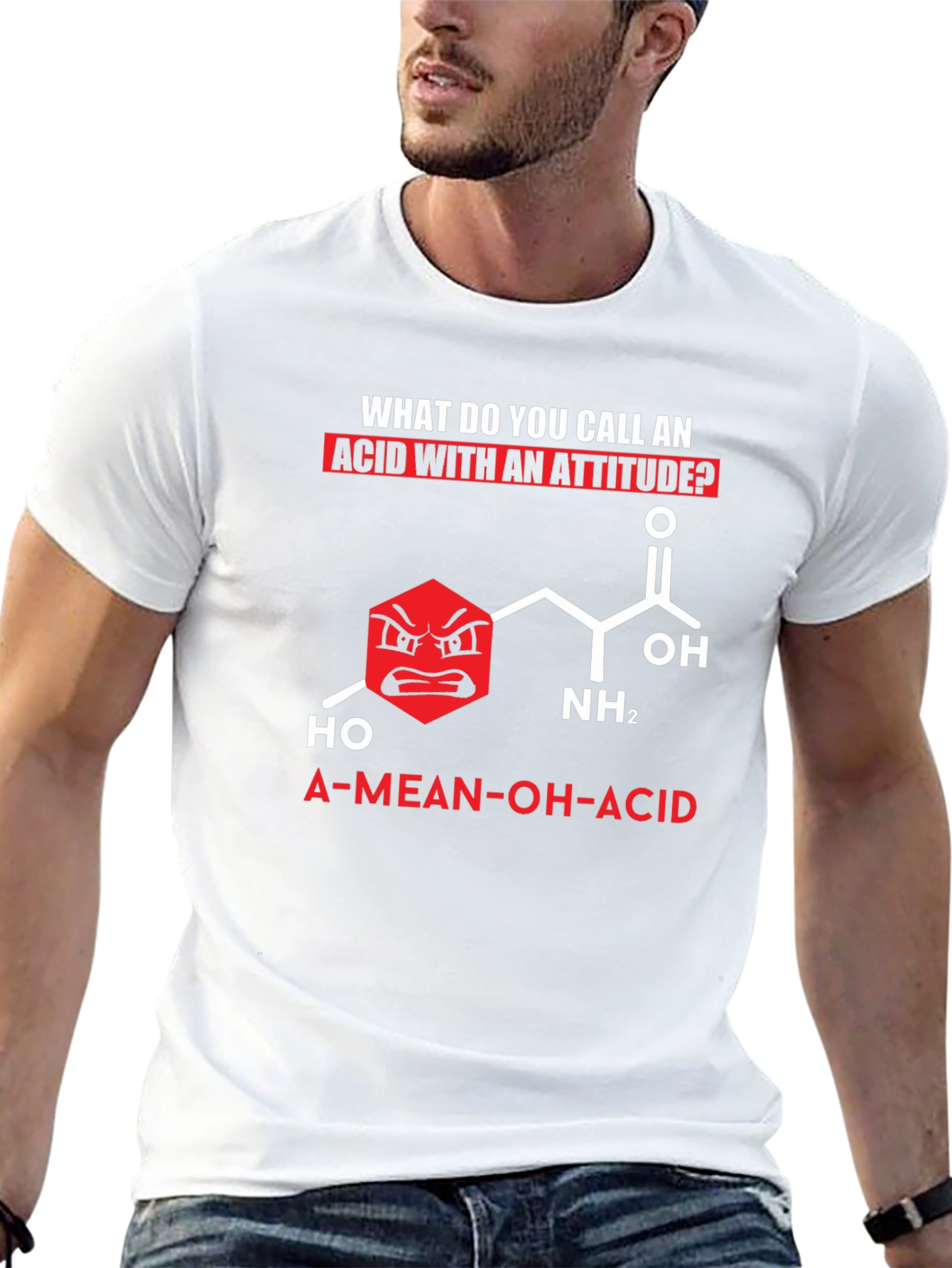 Funny Chemistry T-Shirt: A-Mean-OH-Acid