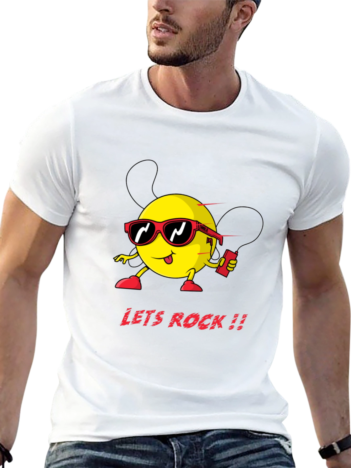 Lets Rock Graphic Tee - Black Cotton T-Shirt