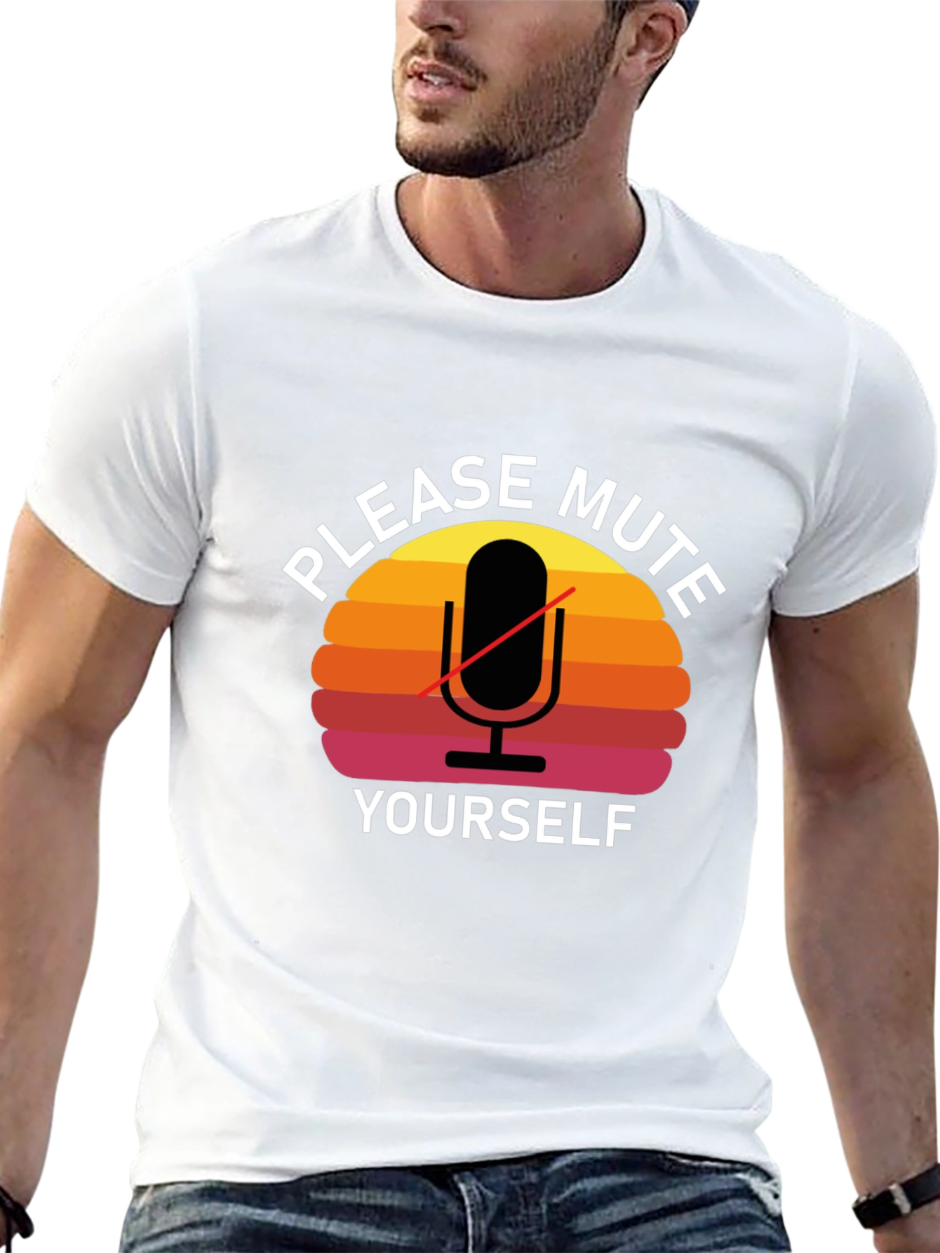 Please Mute Yourself Retro Style Graphic T-Shirt