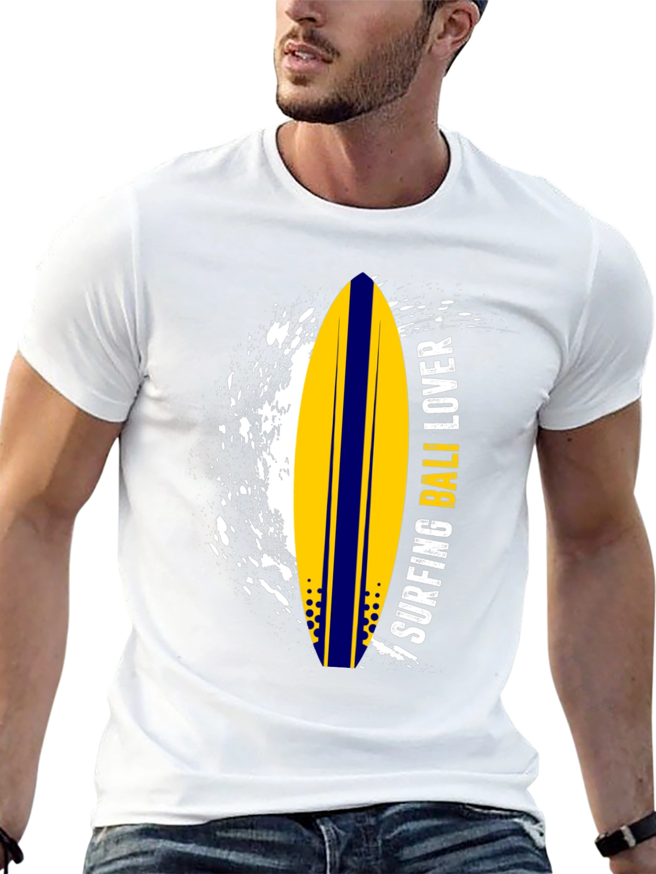Surfing Bali Lover Black Graphic Tee