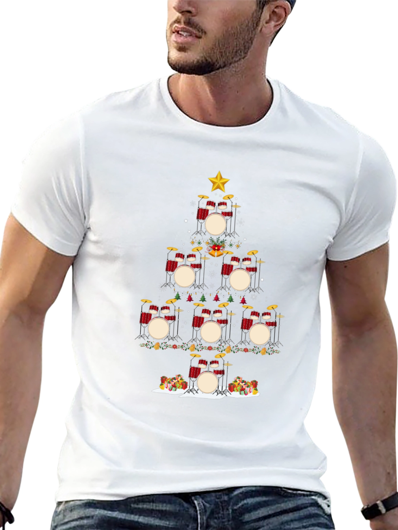 Drum Set Christmas Tree T-Shirt