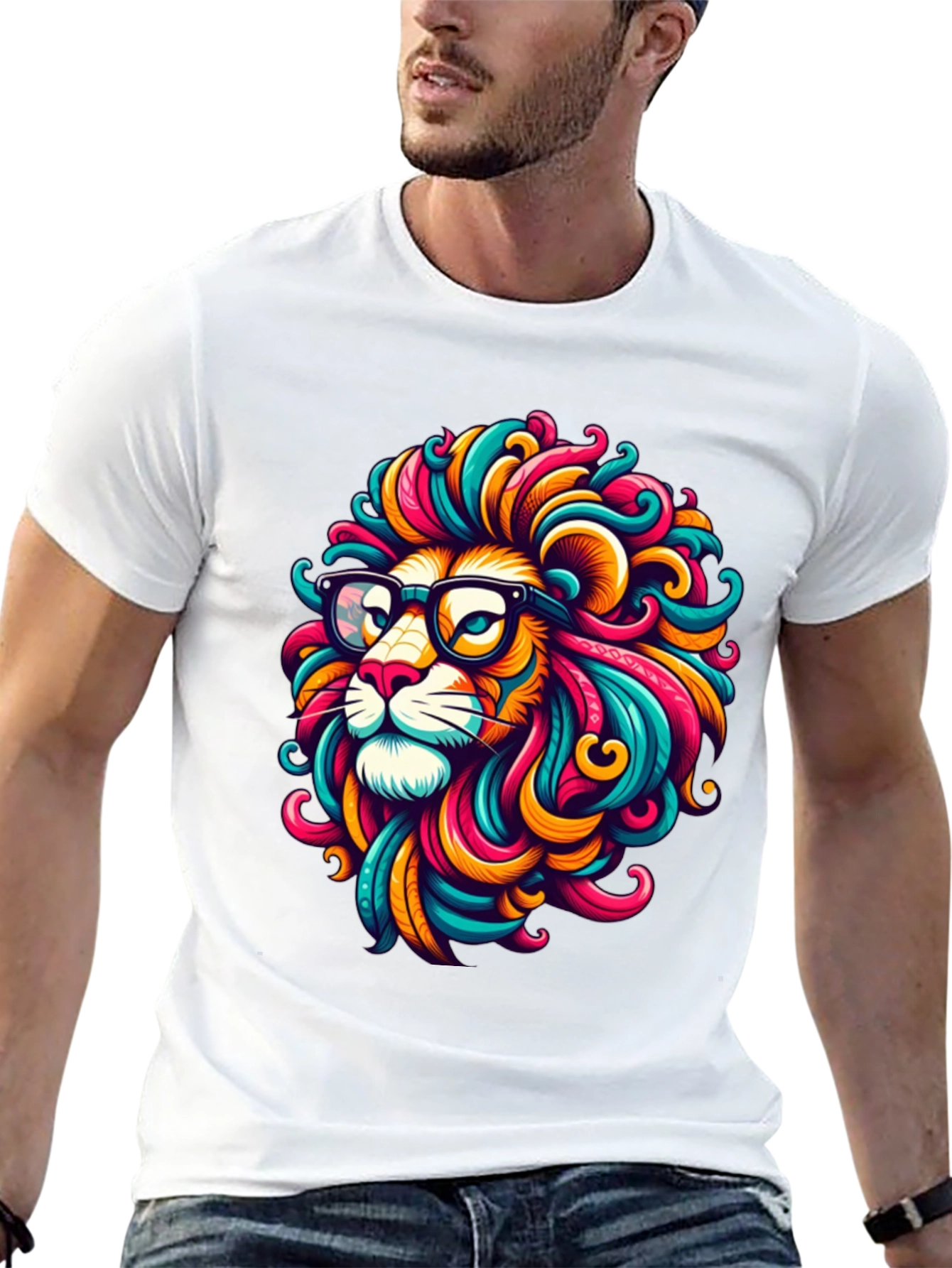 Cool Lion Graphic Tee - Stylish Black T-Shirt