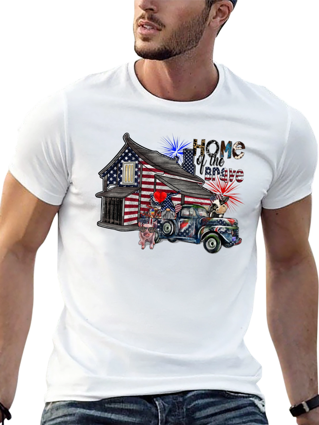 Patriotic Home of the Brave Graphic Tee