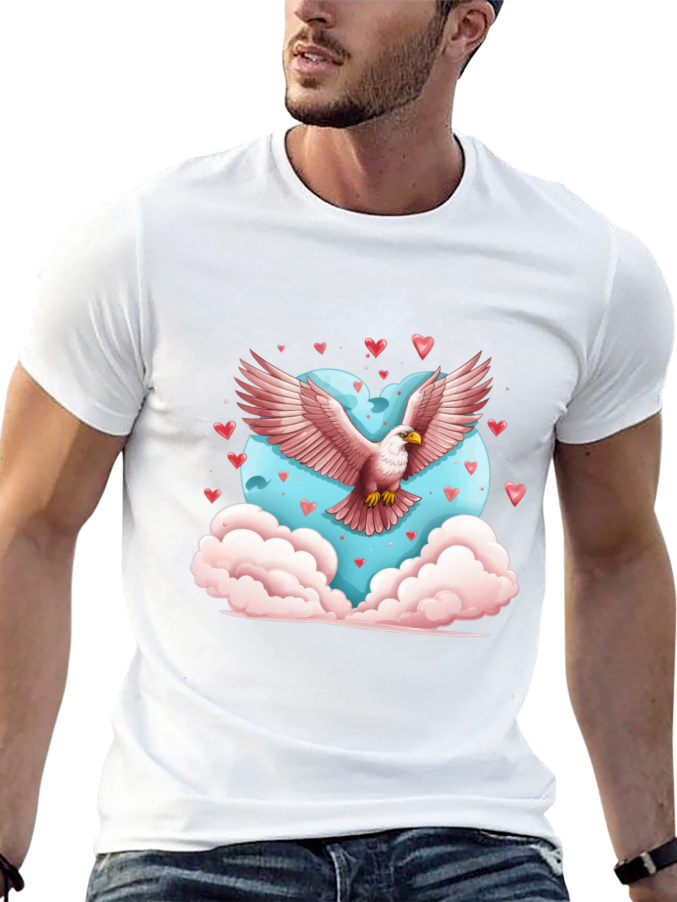 Eagle Heart Valentines Day Black T-Shirt