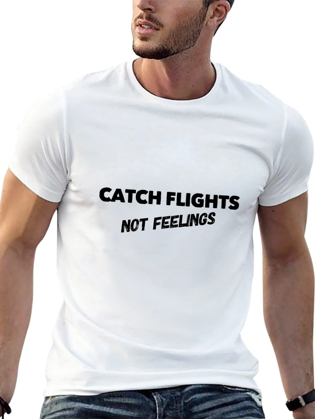 Catch Flights Not Feelings Black Tee