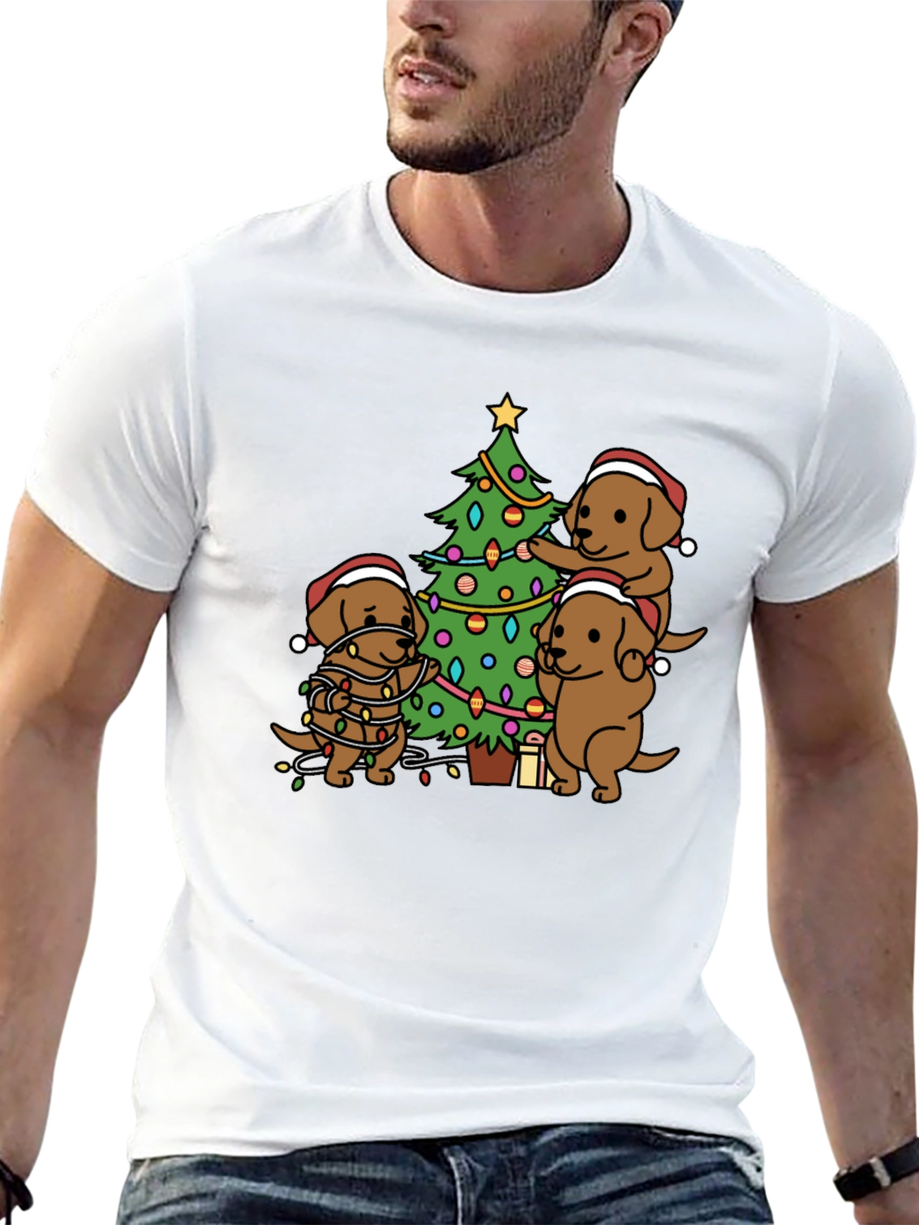 Festive Dog Christmas Tree T-Shirt
