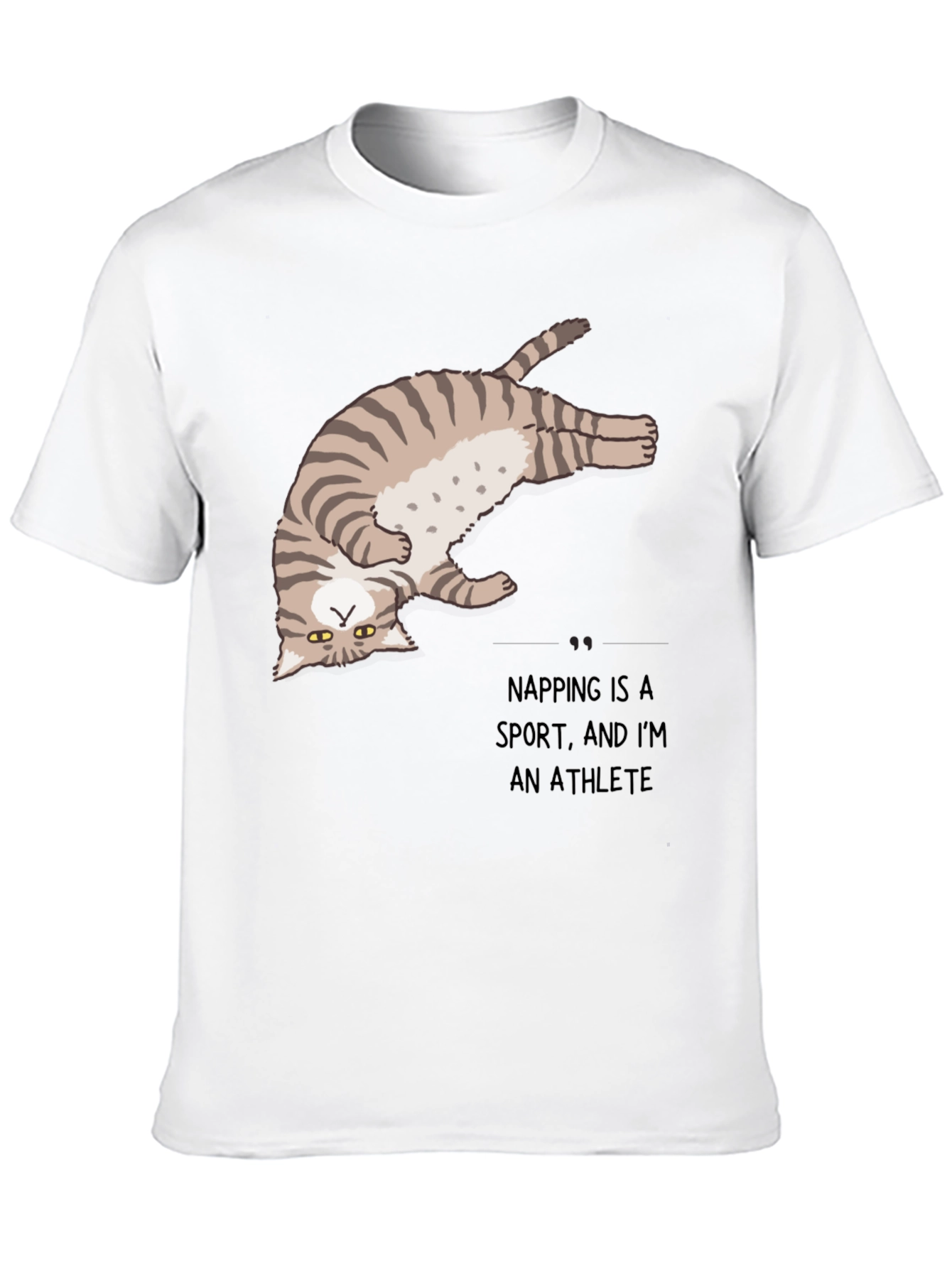 Funny Napping Cat T-Shirt - Athlete Design