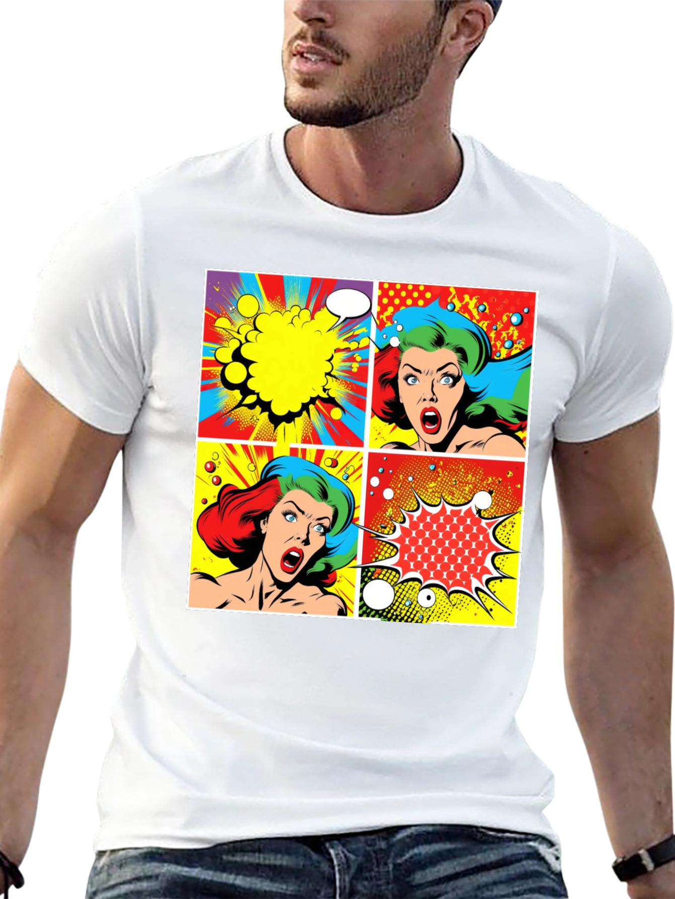 Retro Comic Book Pop Art Graphic T-Shirt