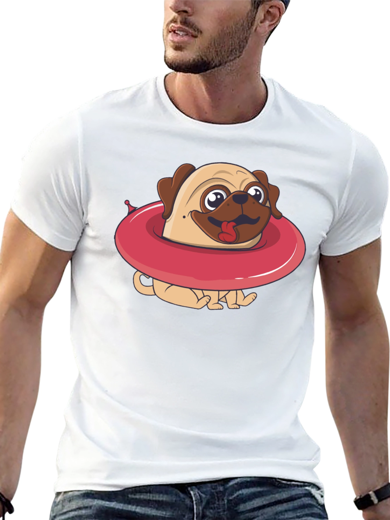 Pug in Swim Ring Graphic Tee