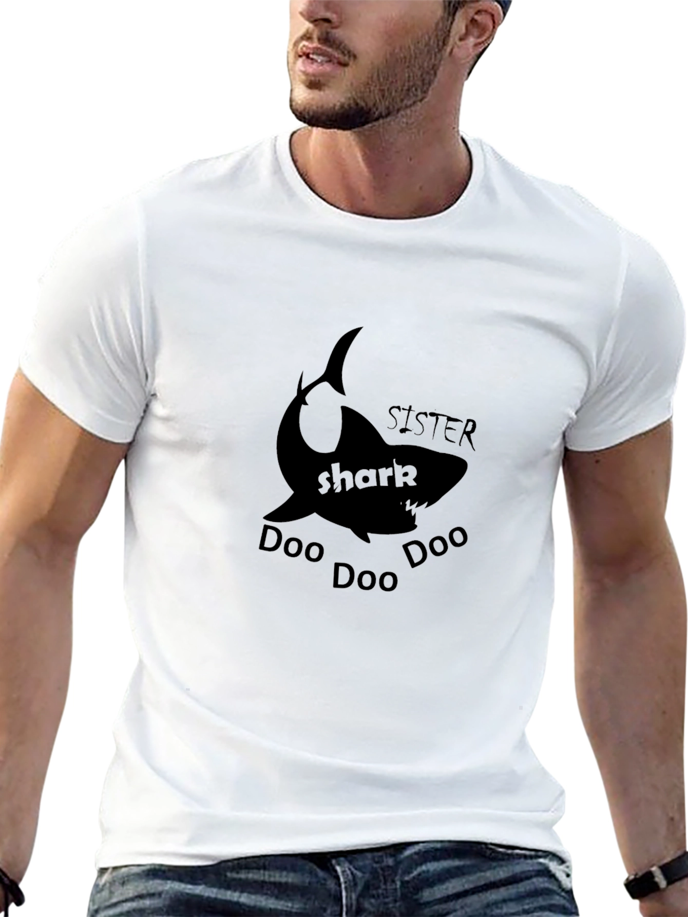 Sister Shark Doo Doo Black Graphic T-Shirt