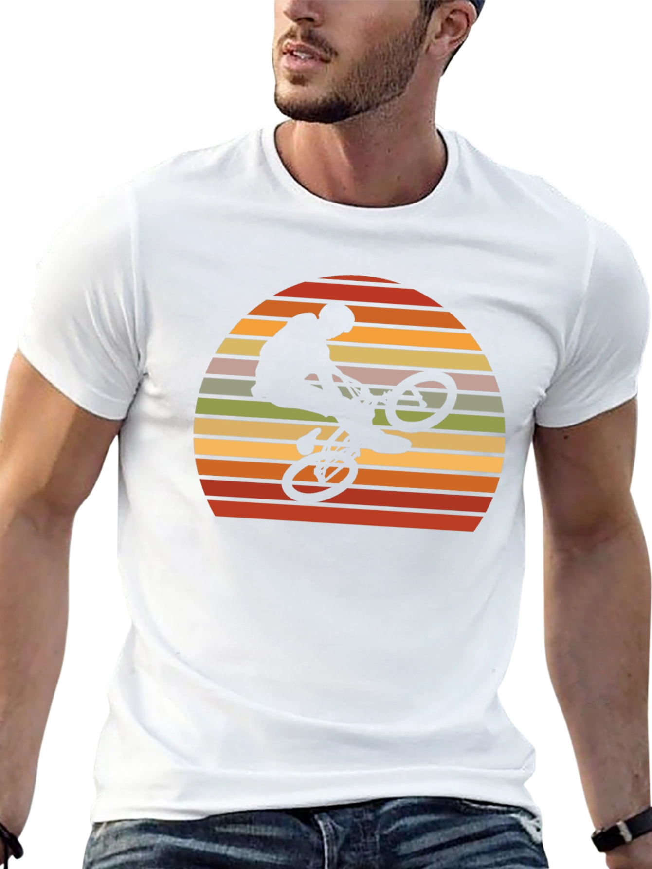 Retro BMX Rider Sunset Graphic Tee