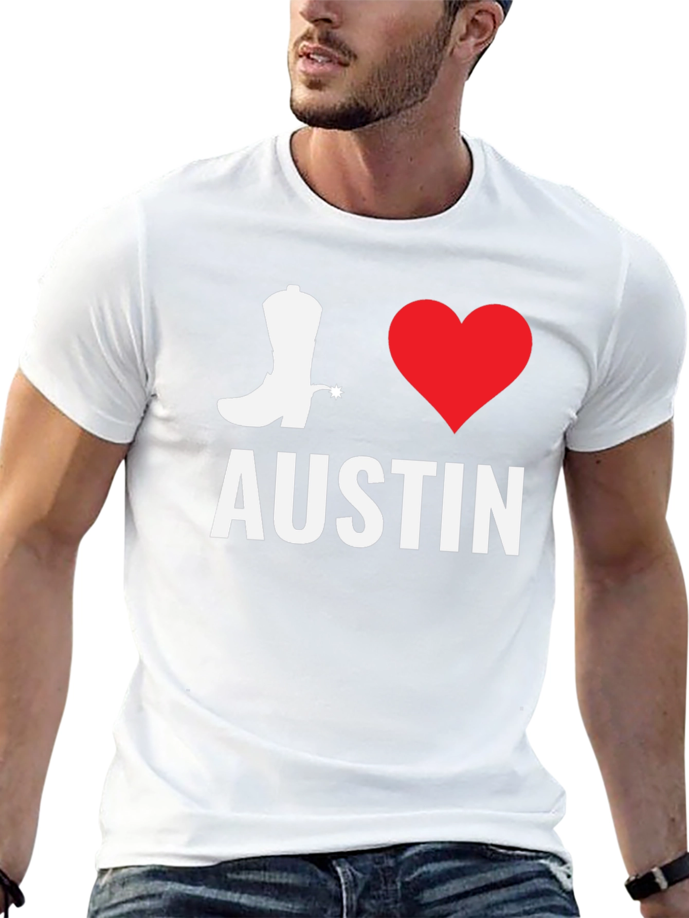 I Love Austin T-Shirt - Cowboy Boot & Heart