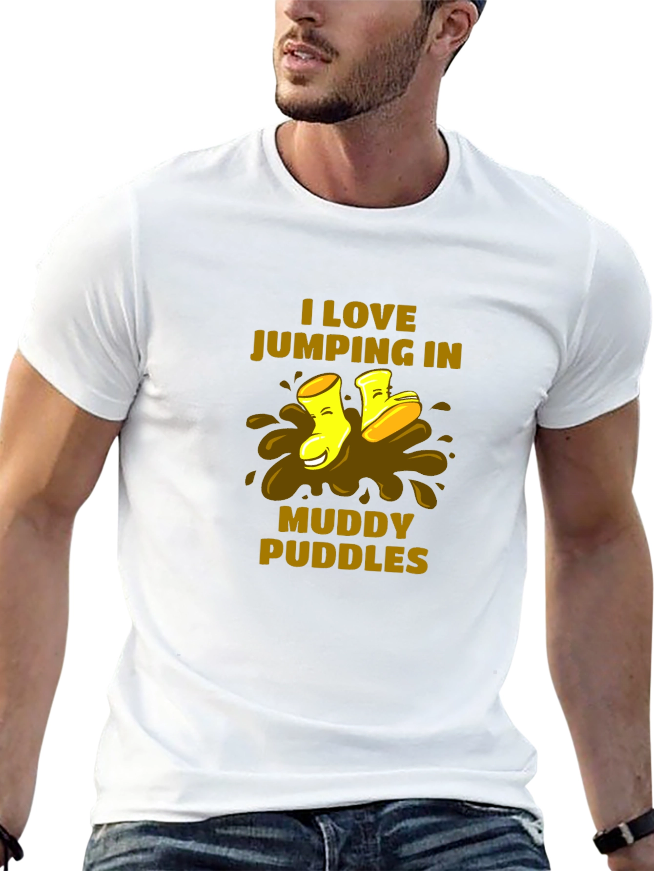 I Love Jumping in Muddy Puddles Black T-Shirt