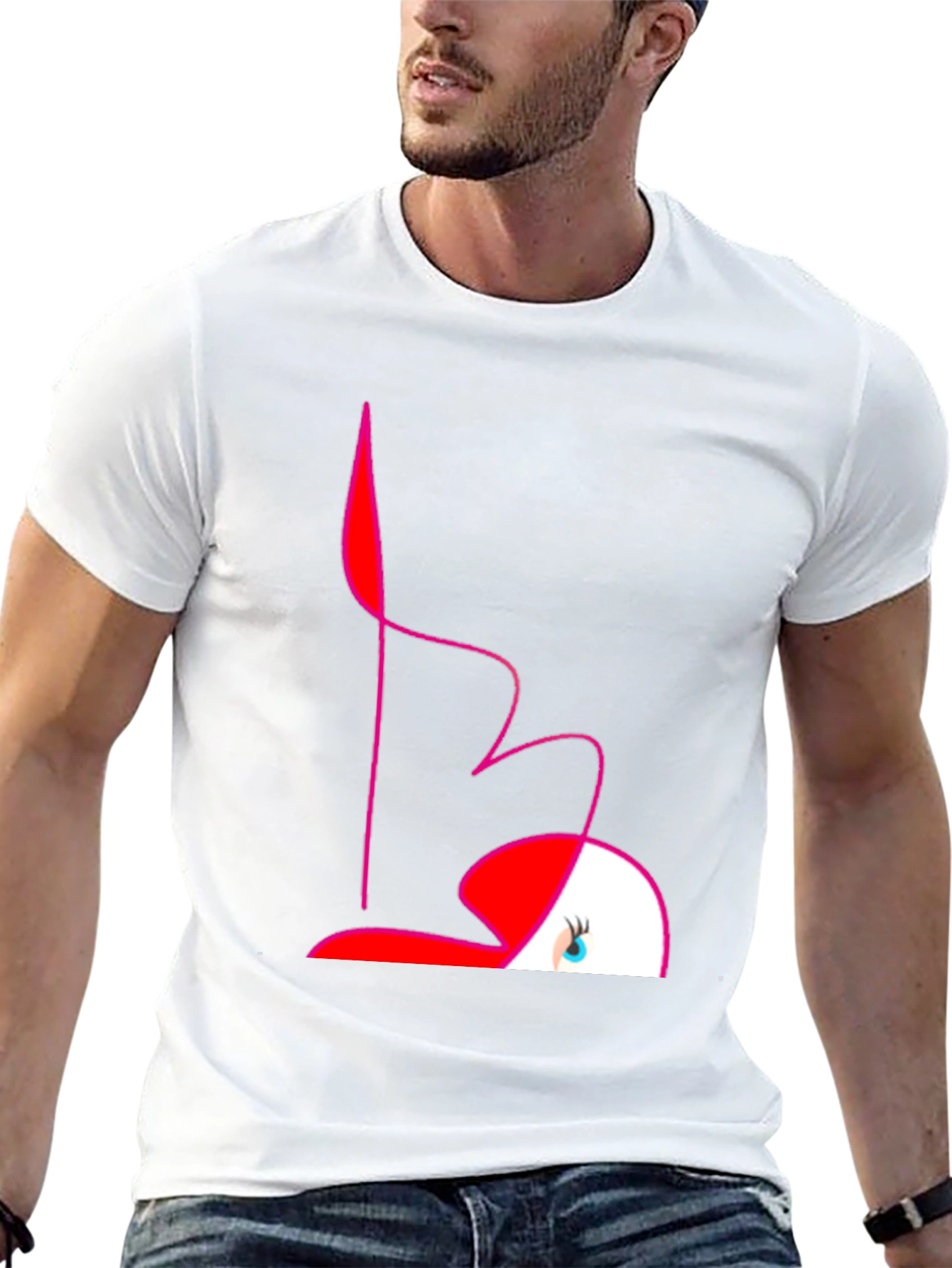 Abstract Flamingo Graphic Tee - Black
