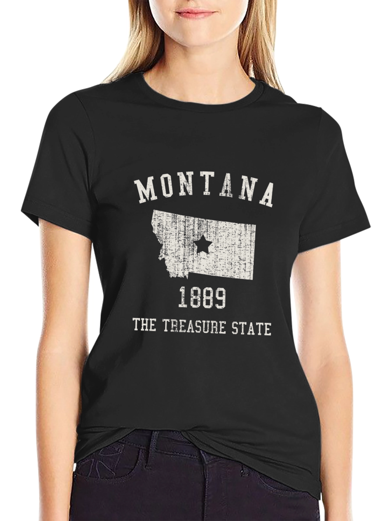 Montana Treasure State Black Graphic T-Shirt