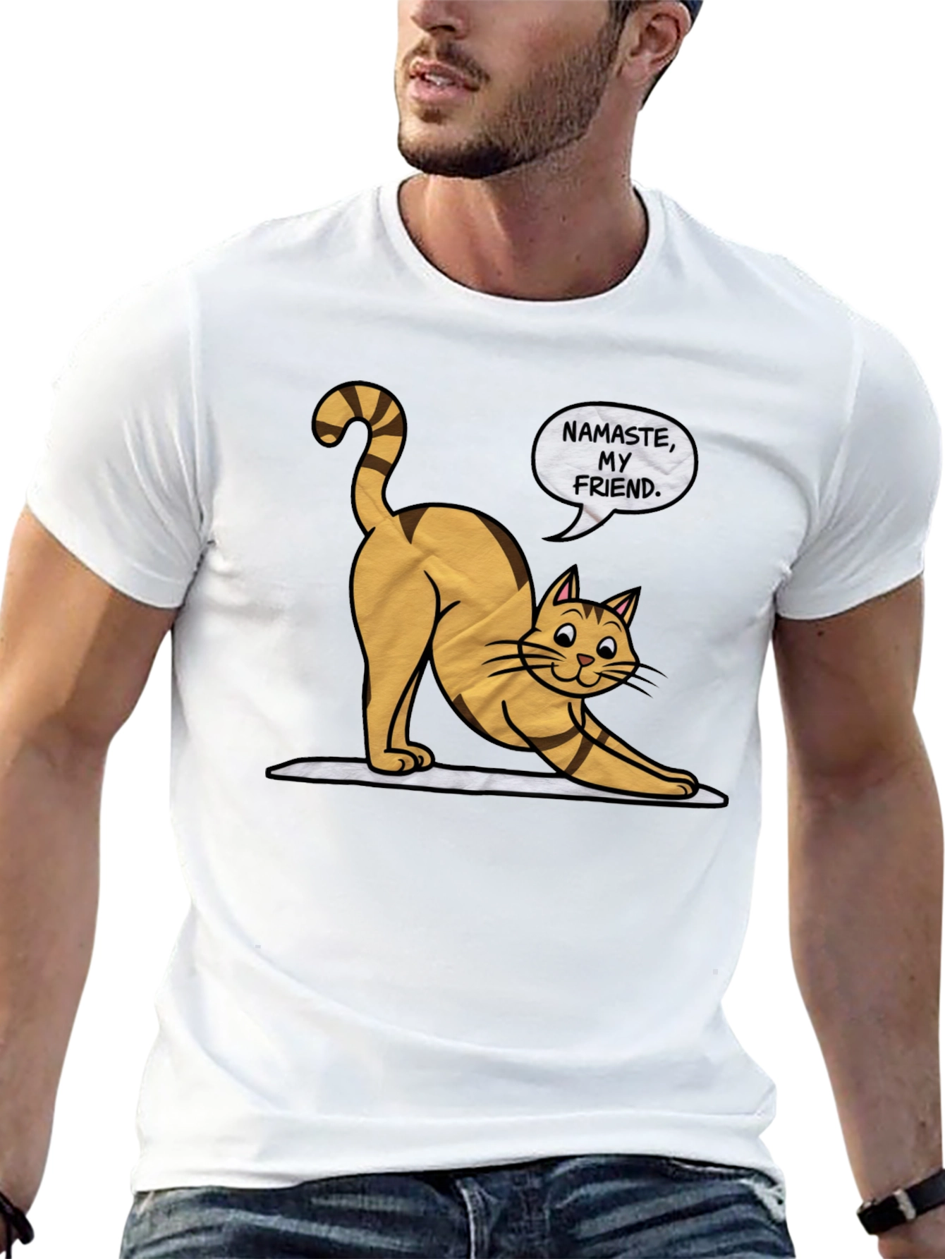Namaste Cat Graphic T-Shirt - Yoga Kitten Tee