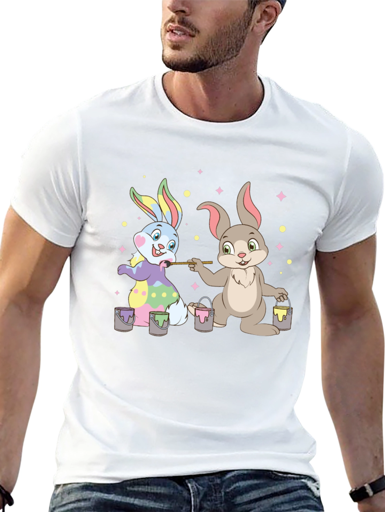 Easter Bunnies Painting T-Shirt - Fun Holiday Tee