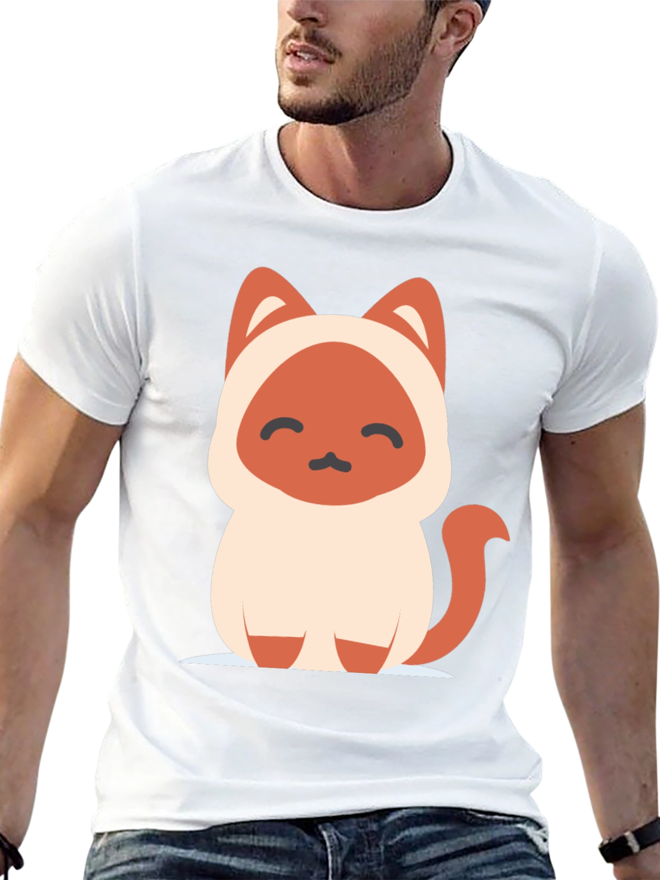 Cute Cartoon Cat Graphic Tee - Unisex Black T-Shirt