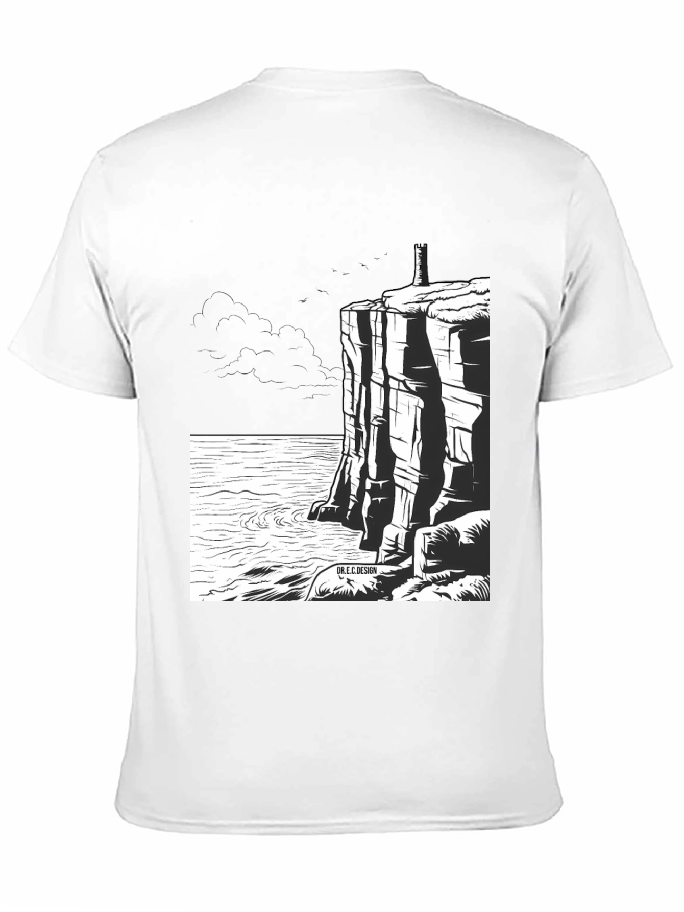 Cliffside Lighthouse Graphic Tee - Black
