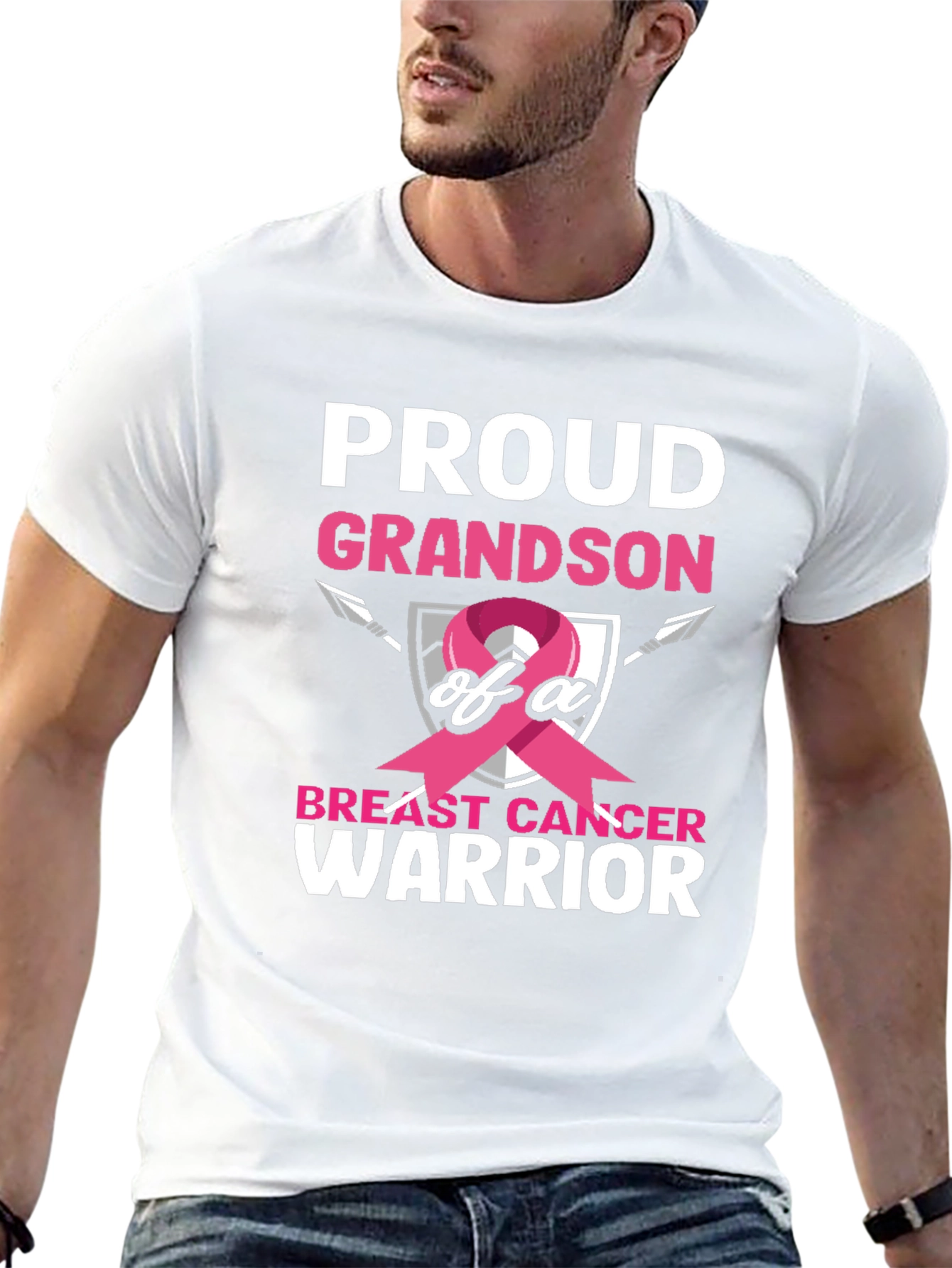 Proud Grandson Breast Cancer Warrior T-Shirt