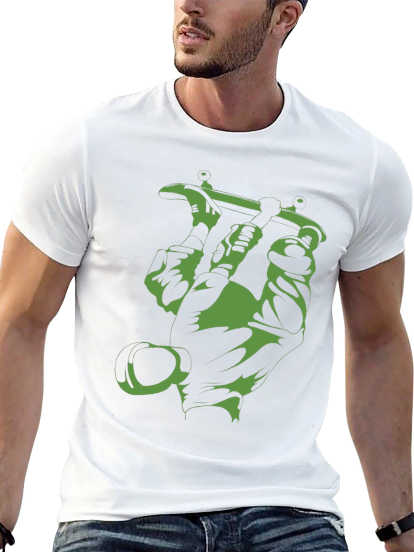 Green Skateboard Graphic Black Tee