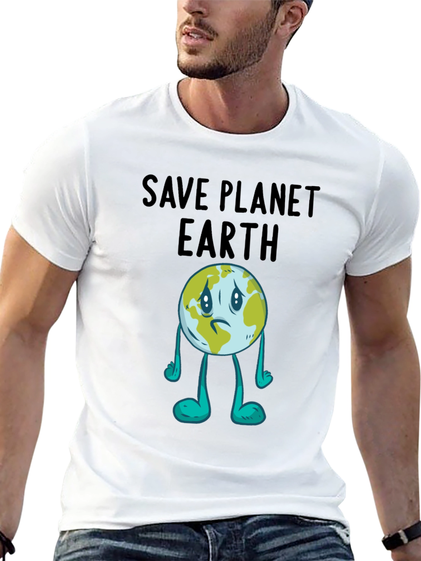 Save Planet Earth Graphic T-Shirt - Black