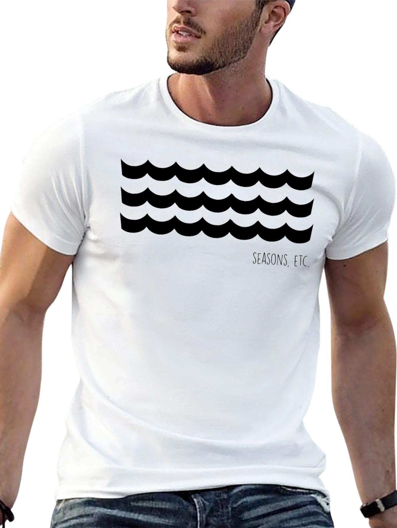 Mens Black Wave Graphic Tee