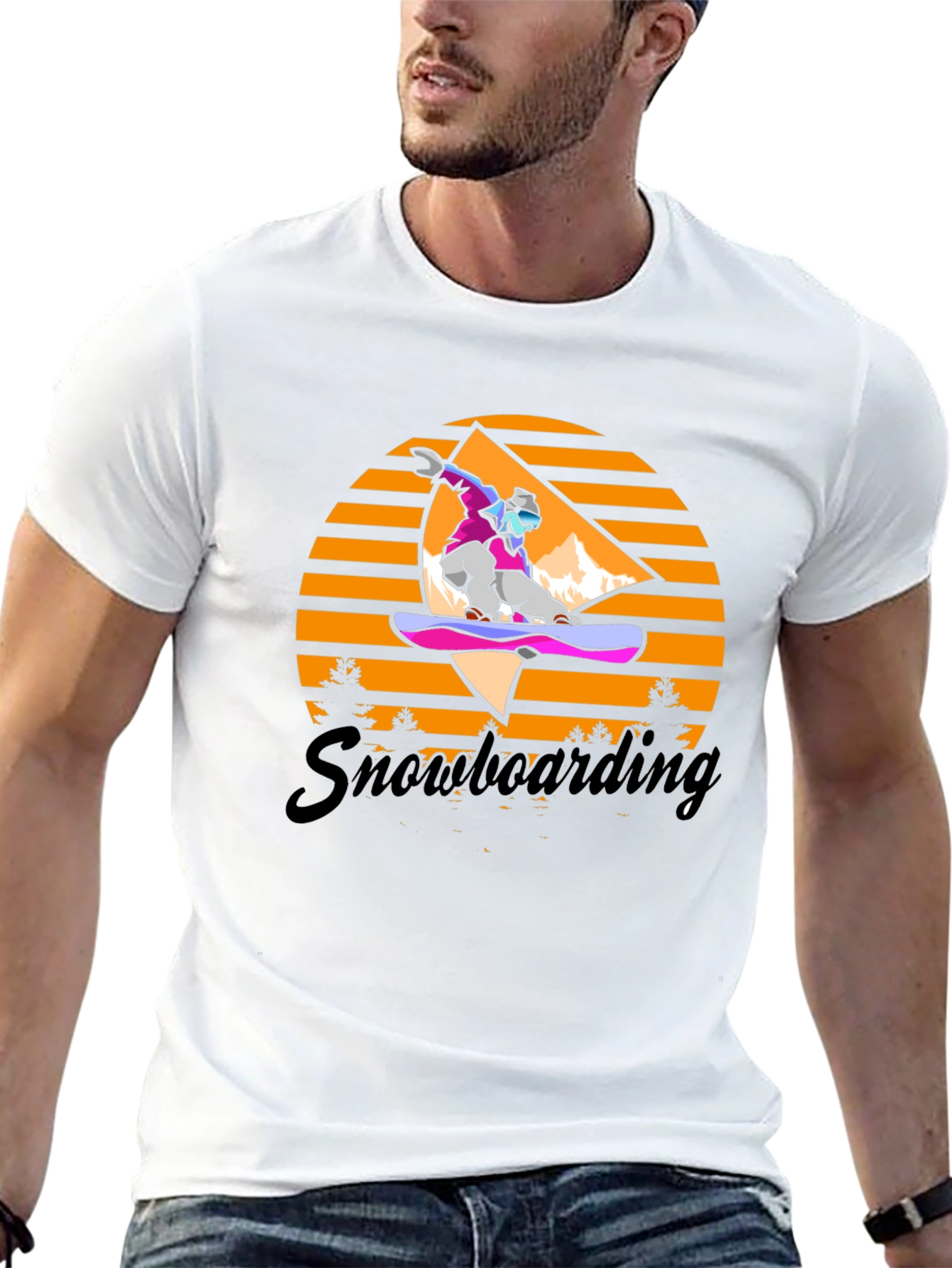 Snowboarding Retro Graphic Tee - Black