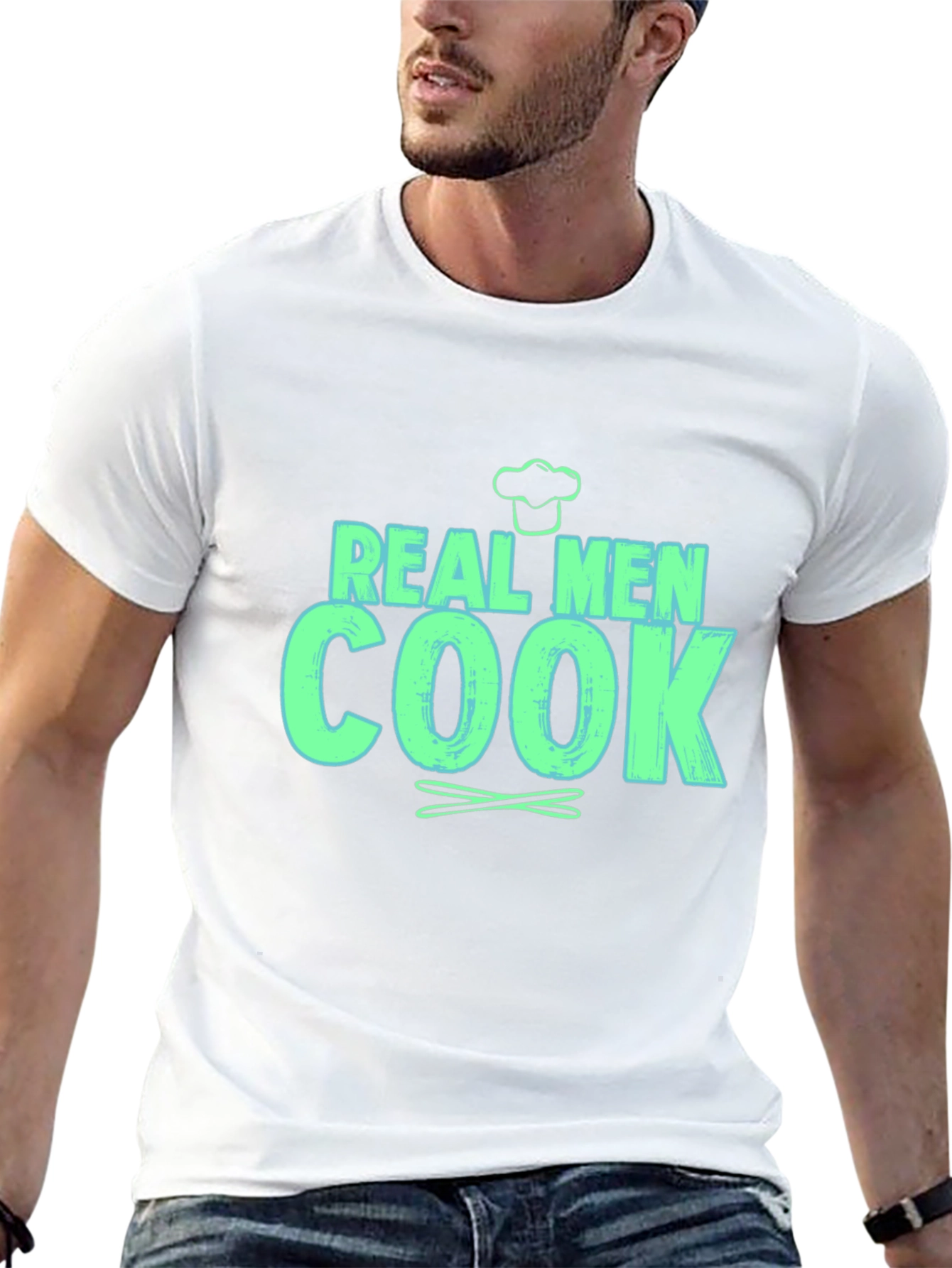 Real Men Cook - Novelty Graphic T-Shirt
