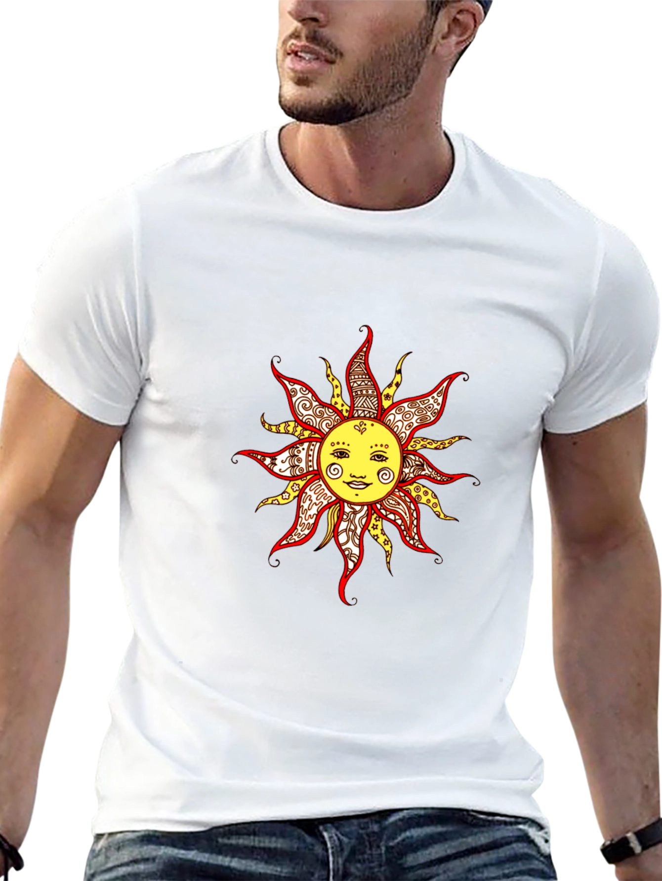 Smiling Sun Graphic Tee - Black Unisex T-Shirt