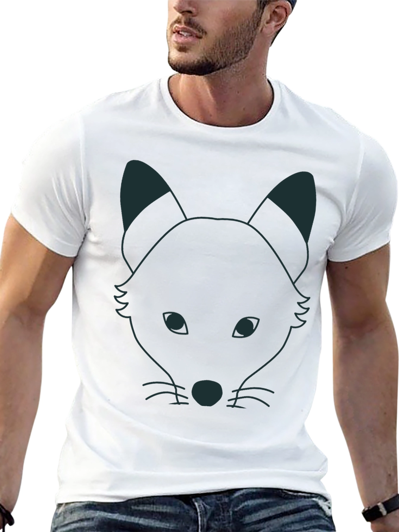 Fox Outline Graphic T-Shirt - Black