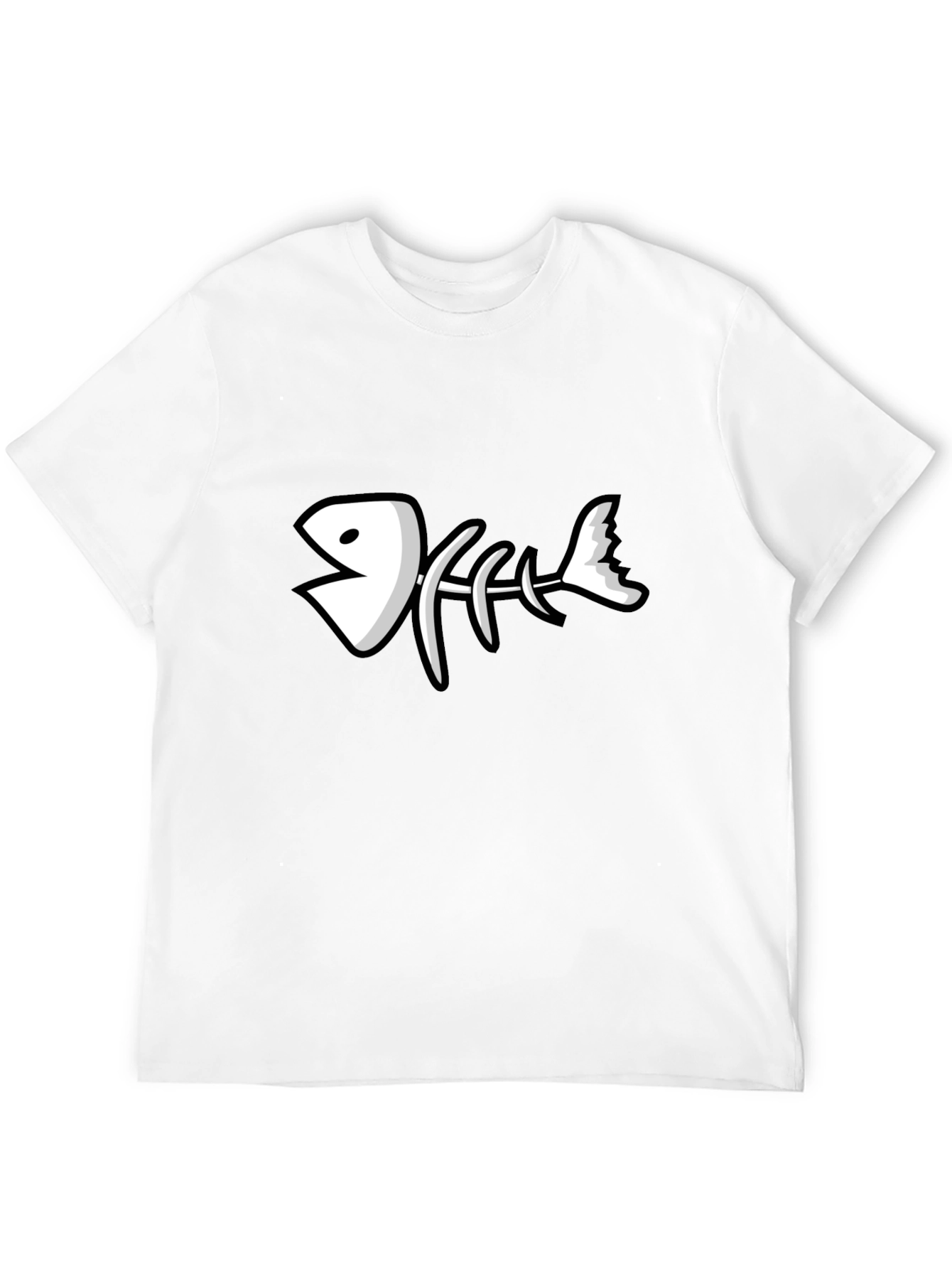 Cartoon Fish Skeleton Graphic T-Shirt