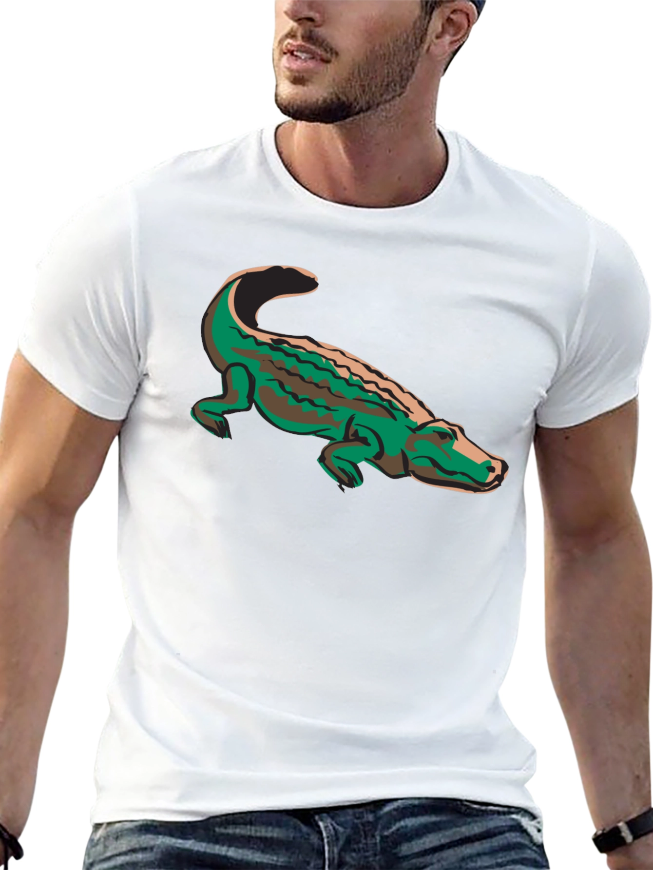 Alligator Graphic Print Black Tee