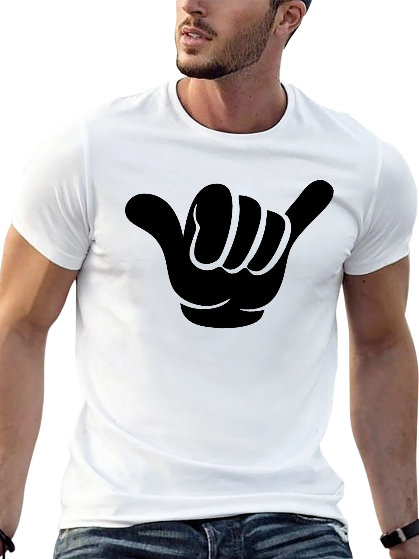 Hang Loose Shaka Sign Graphic Tee - Black