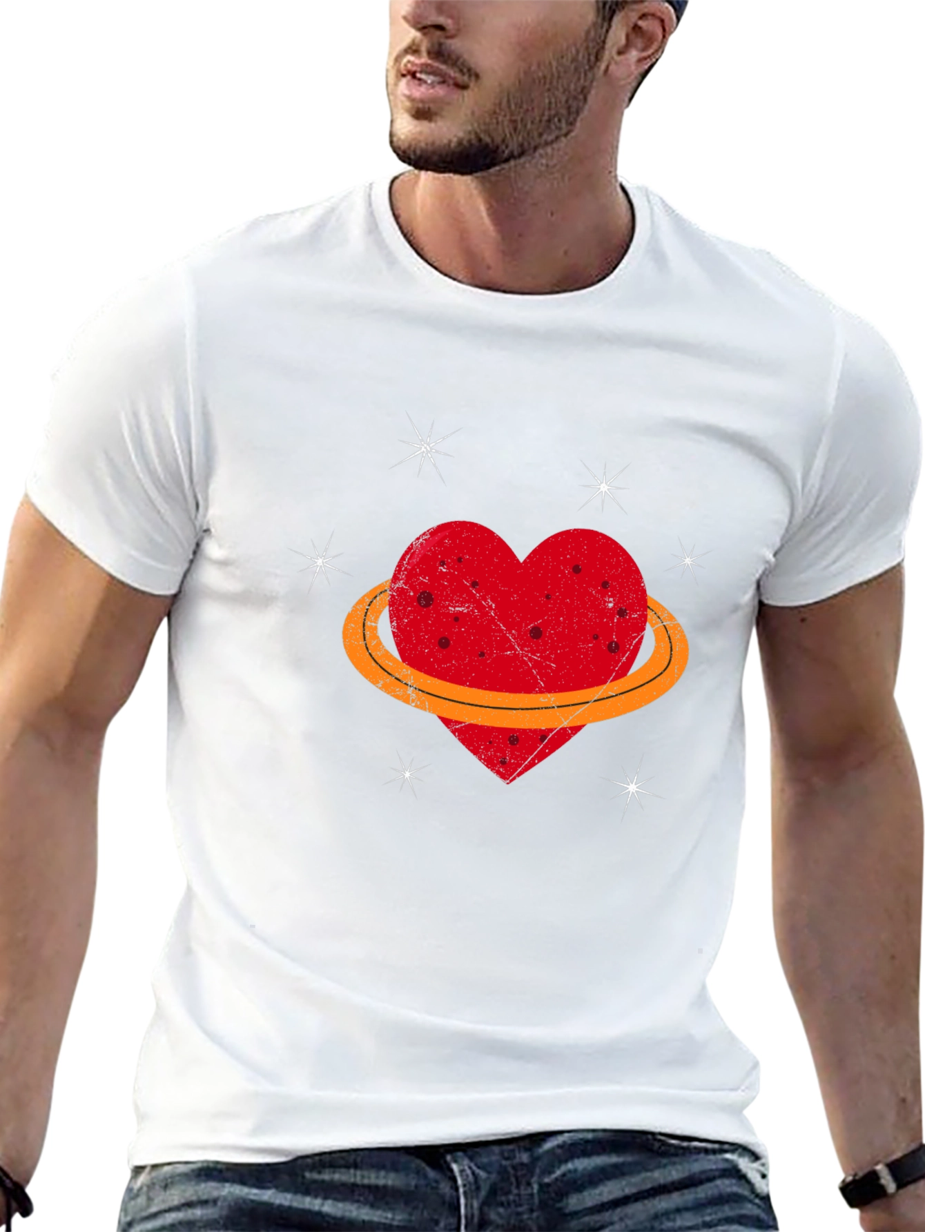 Heart Planet Graphic Tee - Unique Design