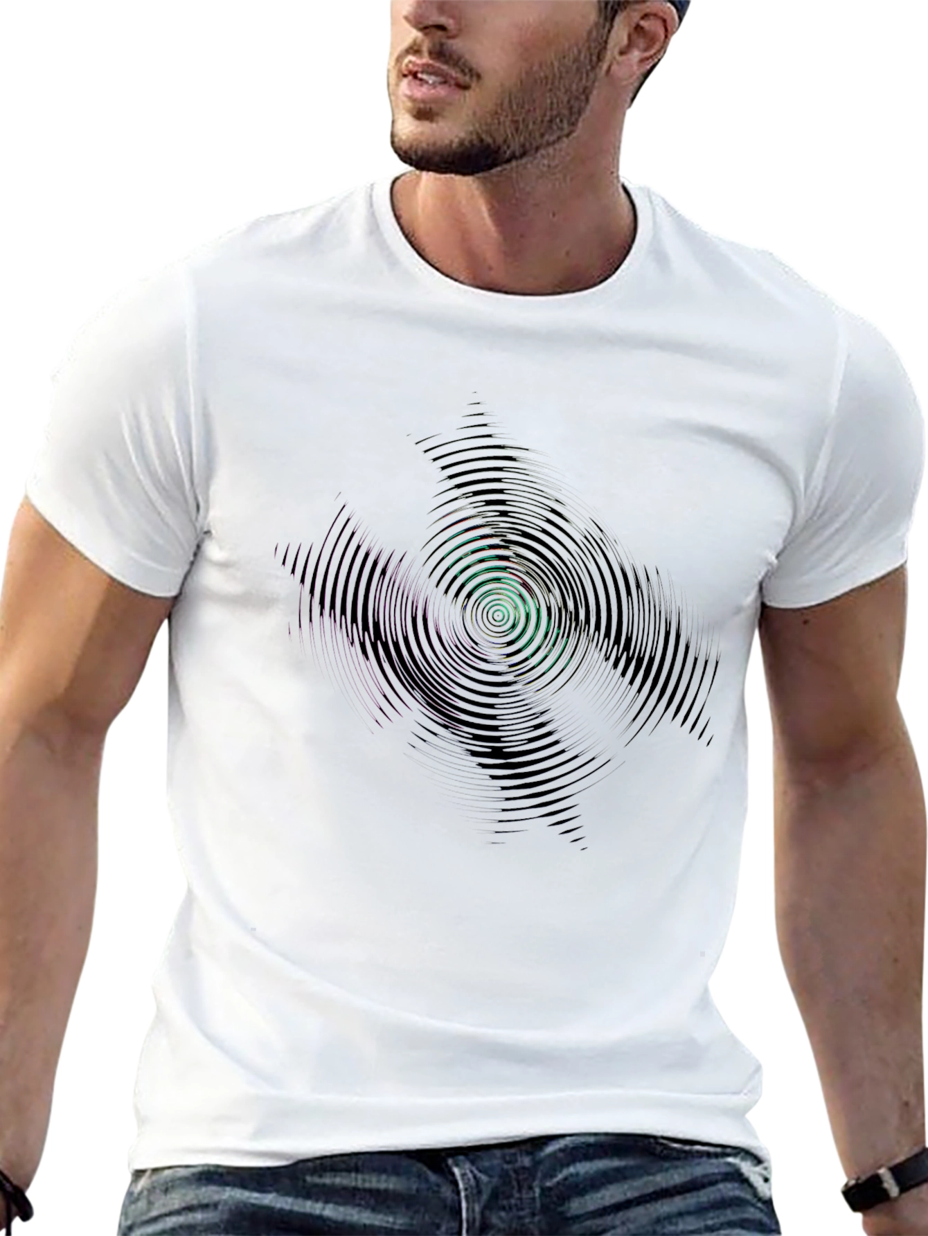 Abstract Vortex Graphic Tee - Black Cotton T-Shirt