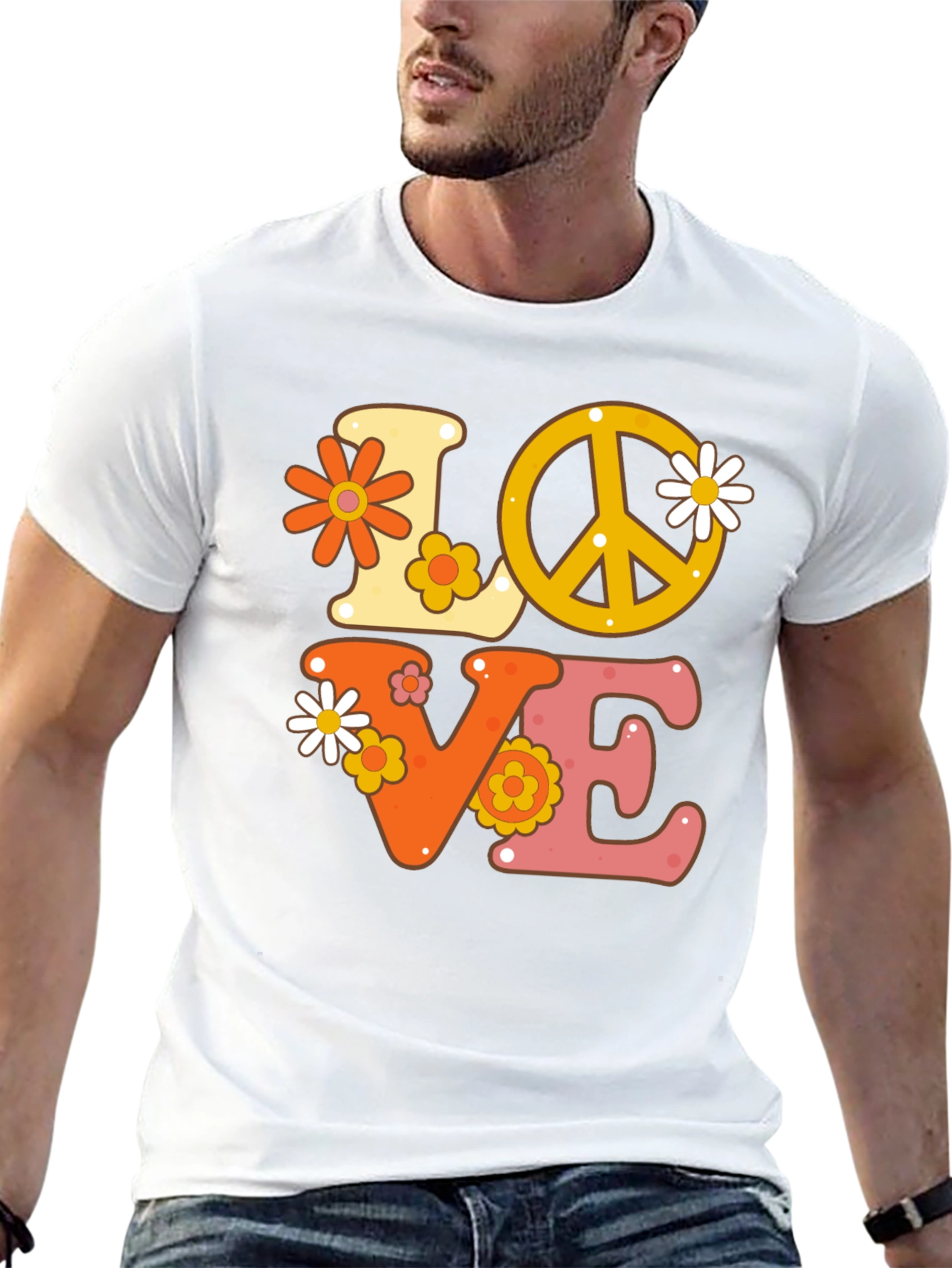 Retro Love Peace Sign Graphic Tee