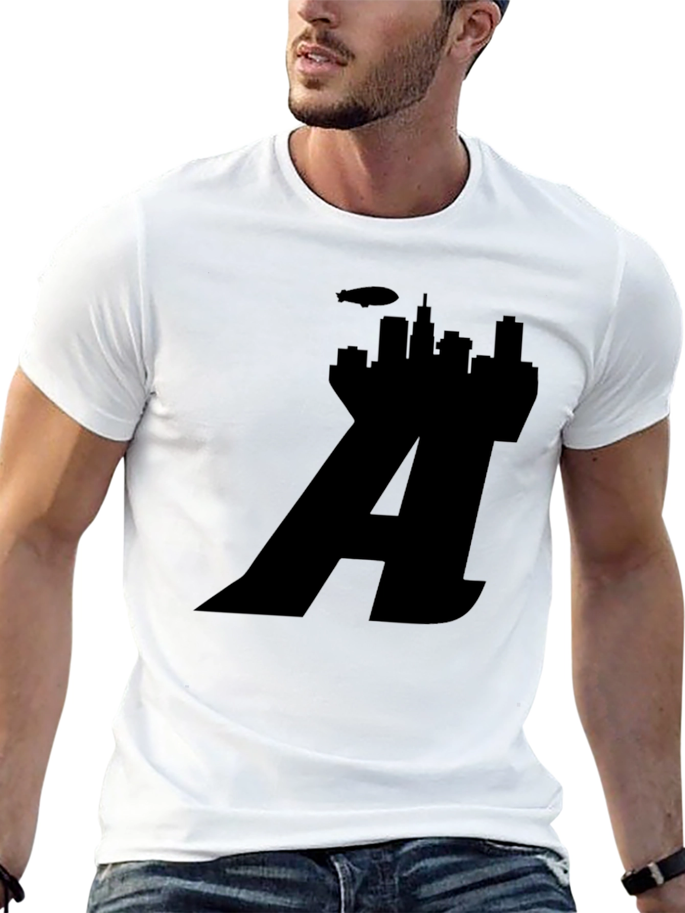 Chicago Skyline Letter A Black T-Shirt