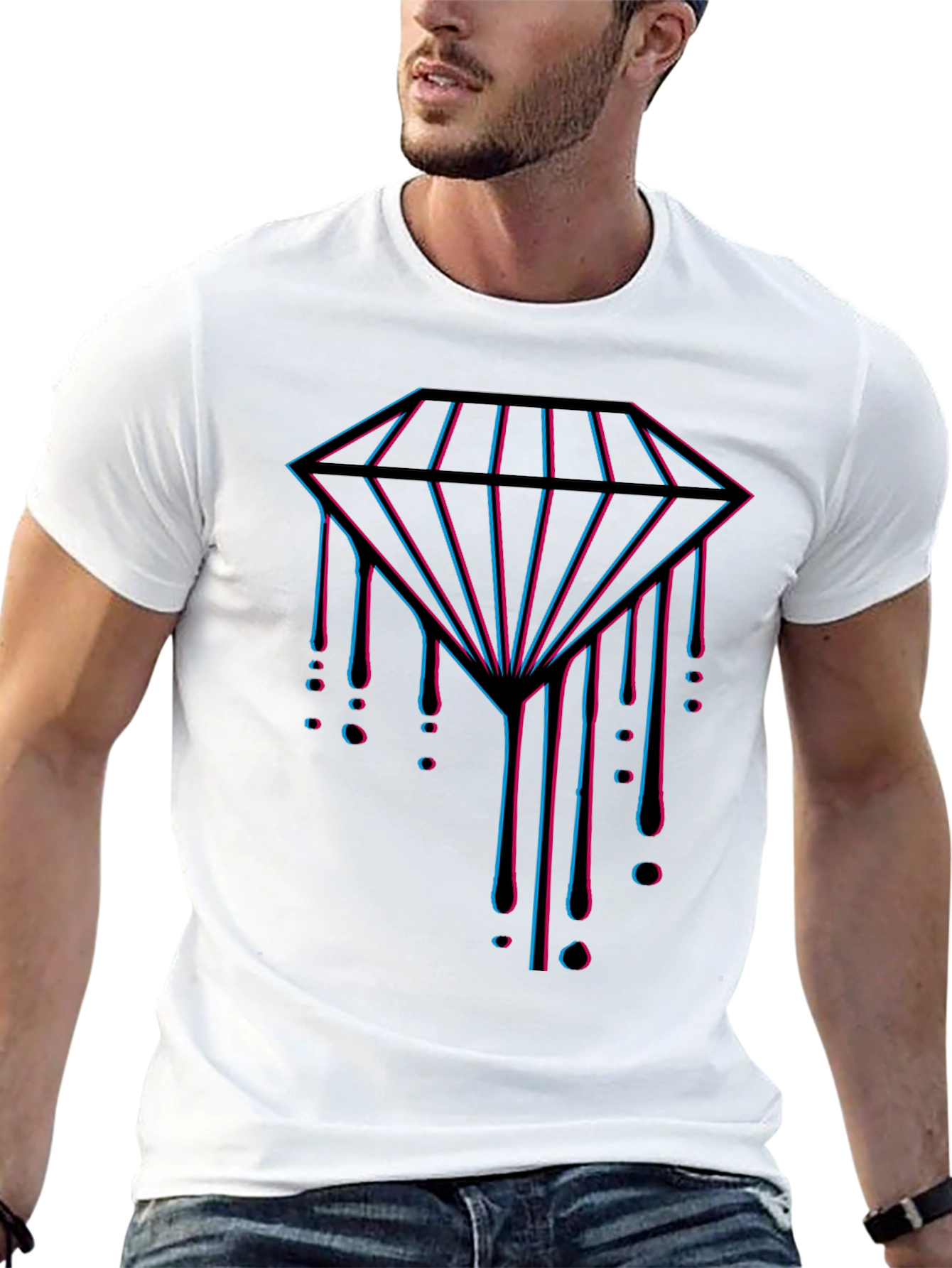Mens Black T-Shirt with Diamond Graphic