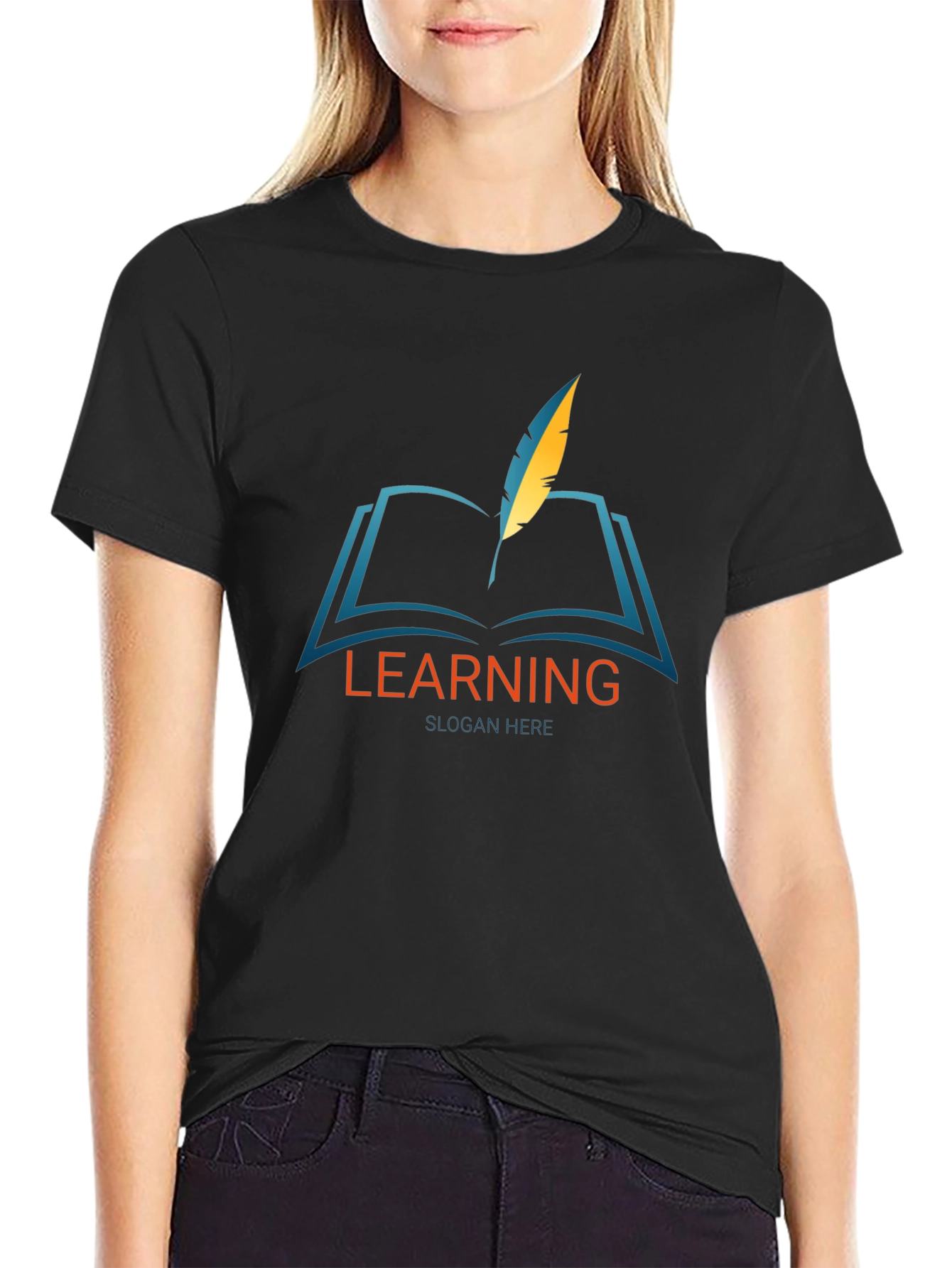 Learning Graphic Print Black T-Shirt