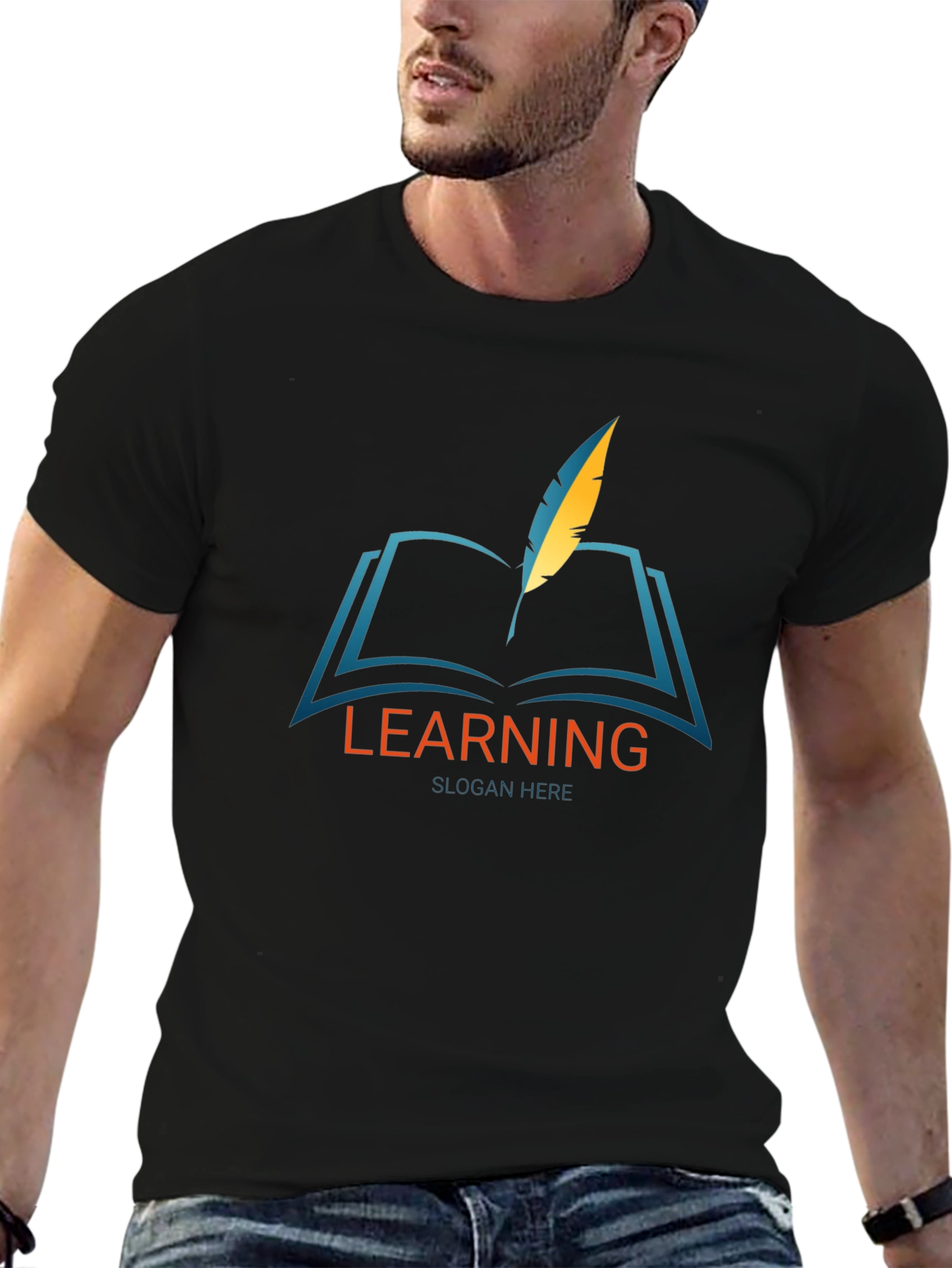 Learning Graphic Print Black T-Shirt