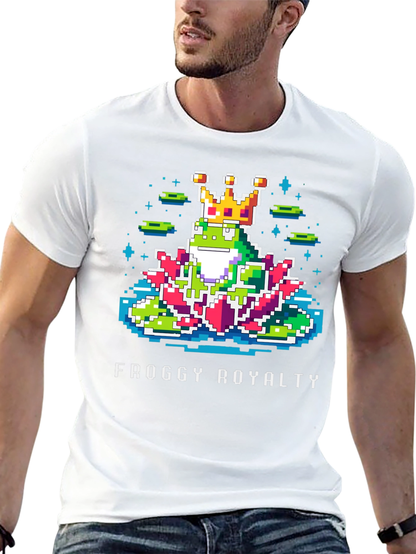 Froggy Royalty Graphic Tee - Pixel Art Frog King