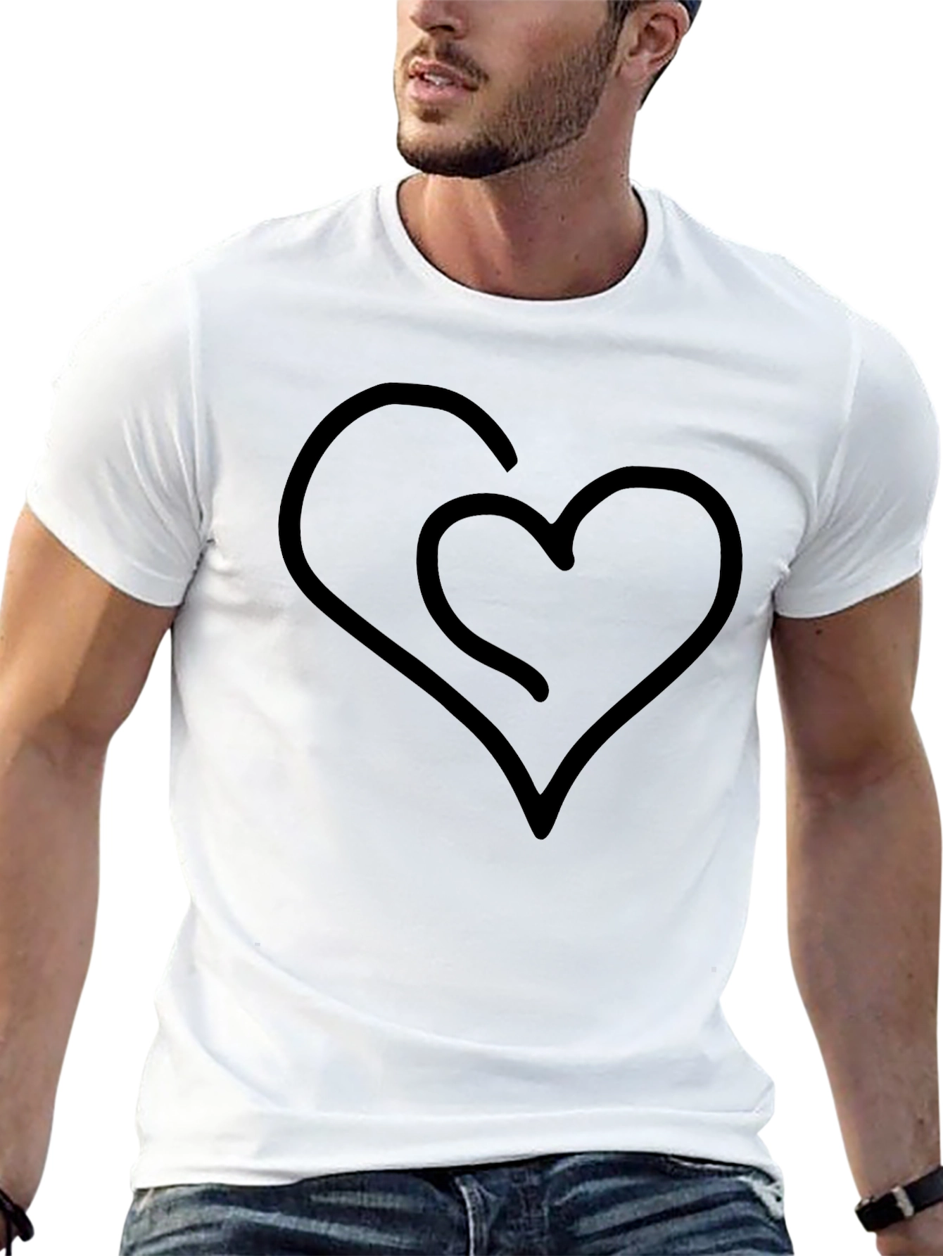Modern Heart Graphic Tee - Black